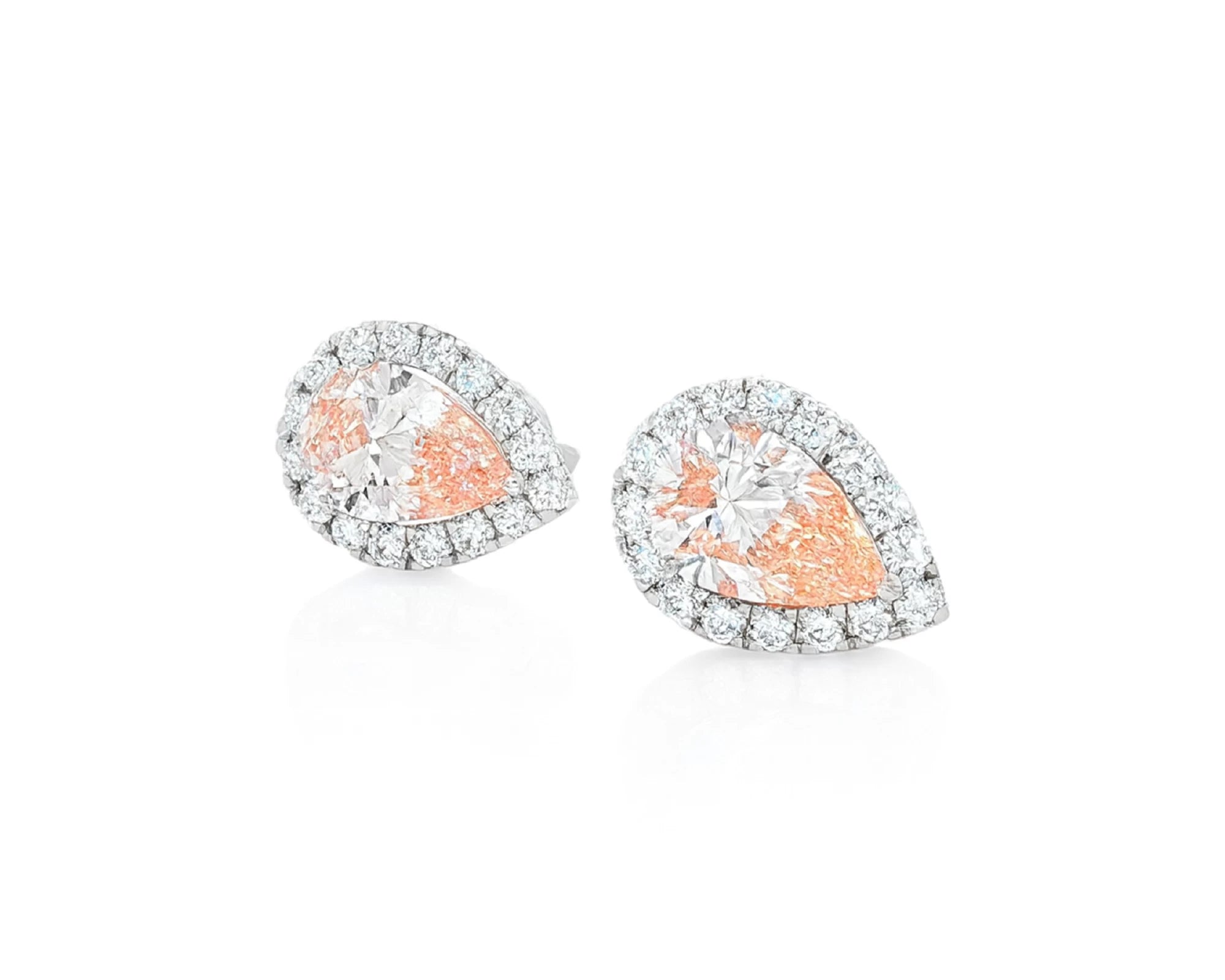14K Gold Diamond Pear Halo Stud Earrings – lifestyle 3265