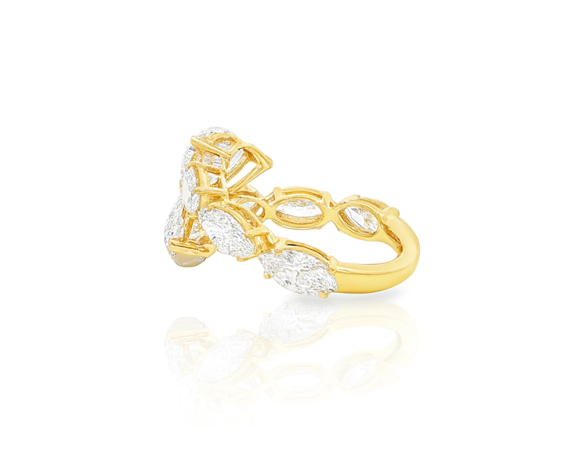 14k Gold Diamond Pear & Marquise Bypass Ring 4.50ct – lifestyle 2095
