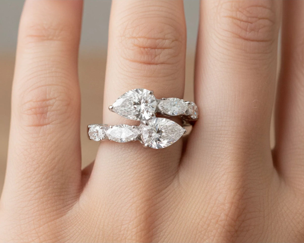 14k Gold Diamond Pear & Marquise Bypass Ring 4.50ct – lifestyle 2271
