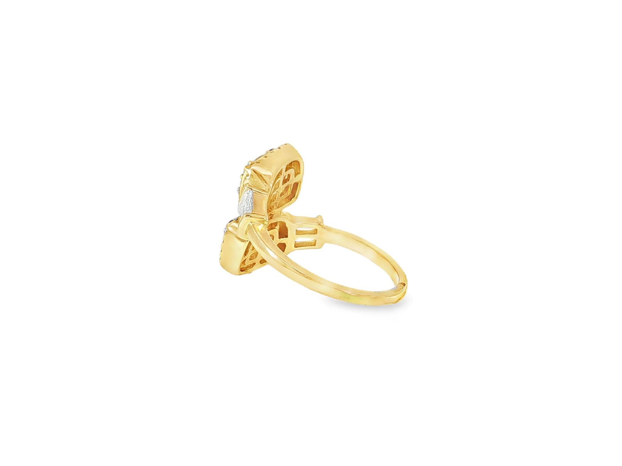 14k Gold Diamond Ring with Dual Emerald - Cut Halo & Baguette 1.05c - AVI THE JEWELER