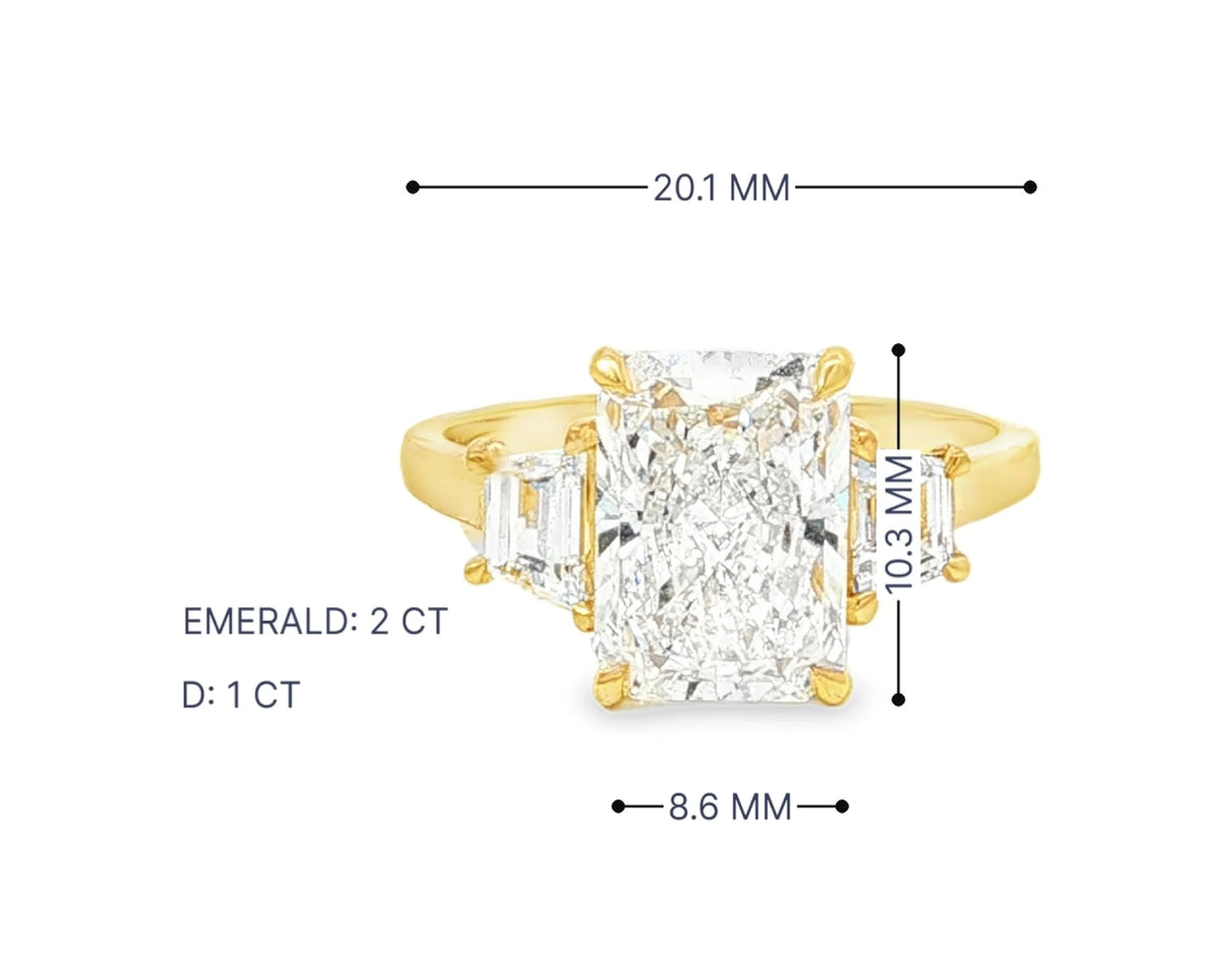 14k Gold Diamond Ring with Emerald-Cut Center Stone & Baguette Accents 3ct – lifestyle 3066