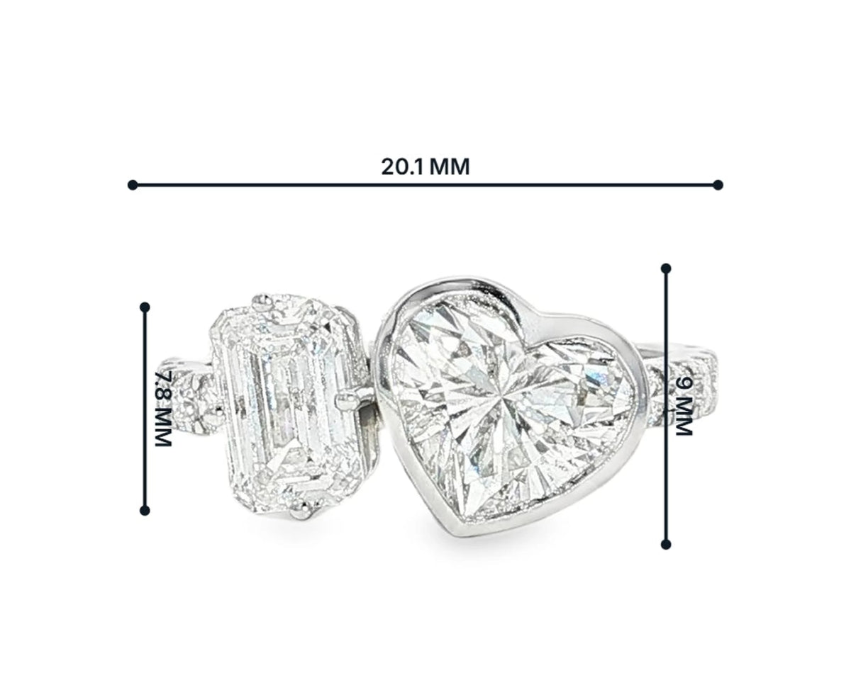 14k Gold Diamond Ring with Heart-Shaped & Emerald-Cut 3.0ct – lifestyle 3053