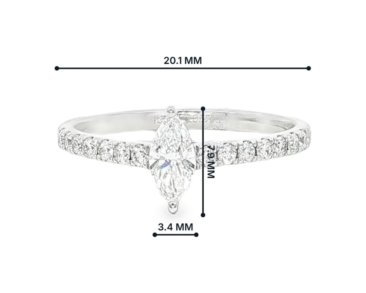 14k Gold Diamond Ring with Marquise-Cut Center & Pavé Band 0.52ct – lifestyle 3055