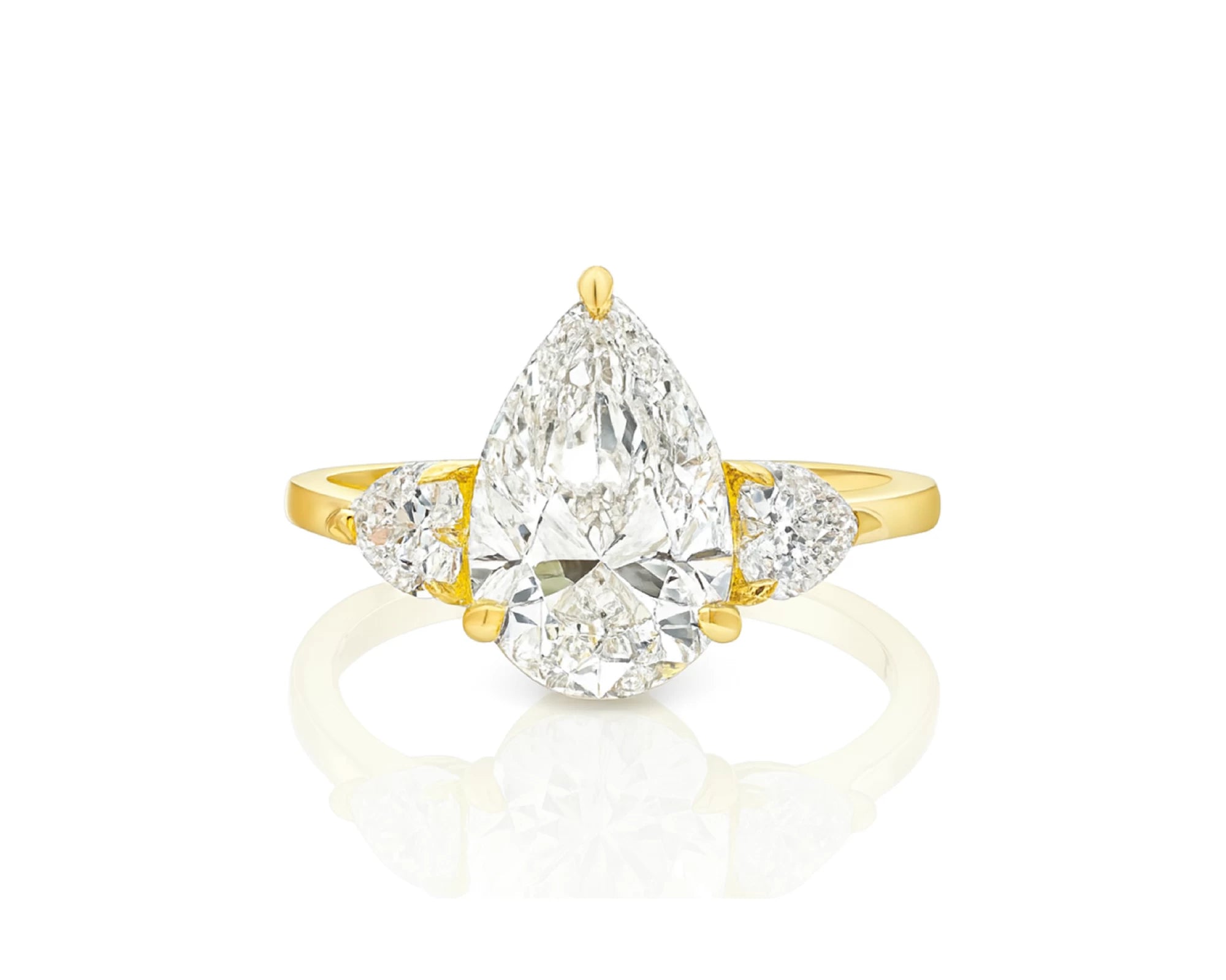 14k Gold Diamond Ring with Pear-Shaped Center & Side Accents 2.95ct – lifestyle 2061