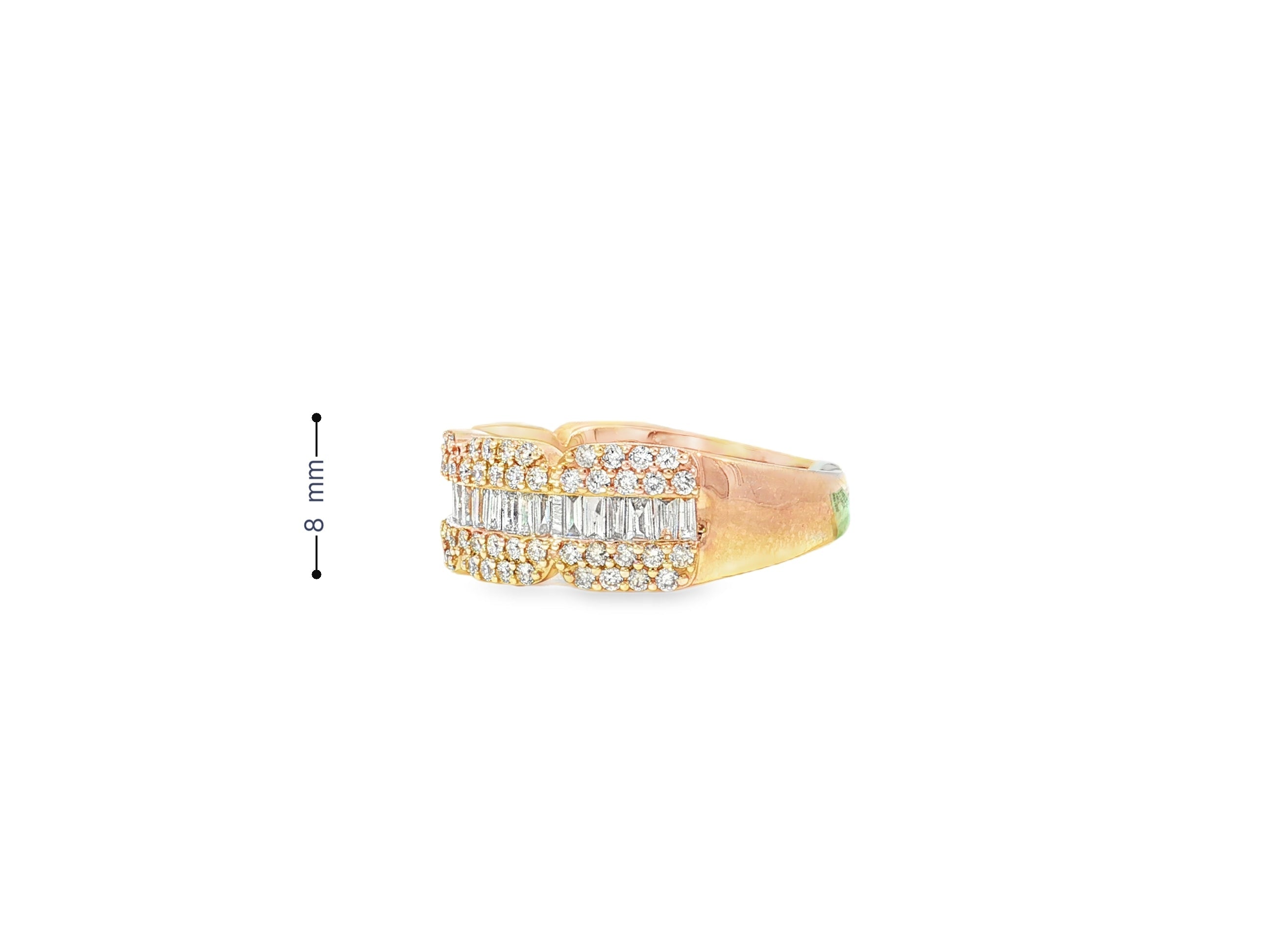 14k Gold Diamond Ring with Round & Baguette - Cut Design 1.75ct - AVI THE JEWELER