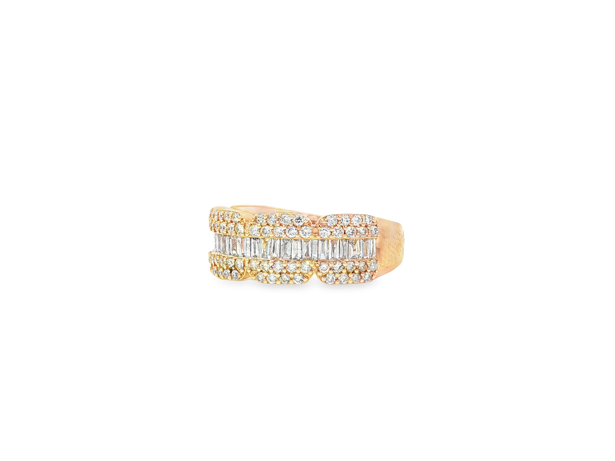 14k Gold Diamond Ring with Round & Baguette - Cut Design 1.75ct - AVI THE JEWELER