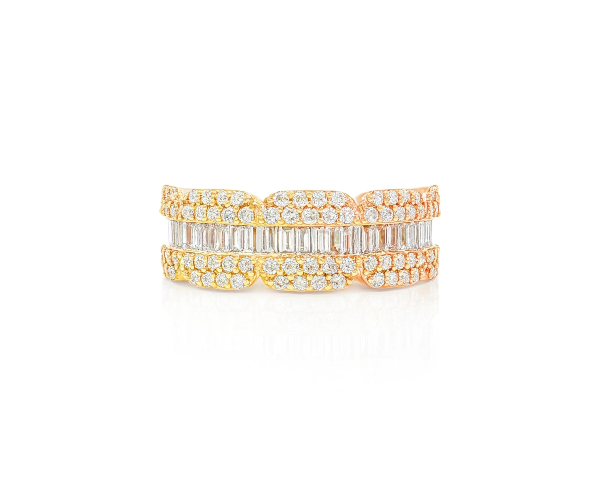 14k Gold Diamond Ring with Round & Baguette-Cut Design 1.75ct – lifestyle 1600
