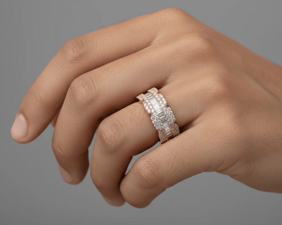 14k Gold Diamond Ring with Round & Baguette-Cut Design 1.75ct – view 2