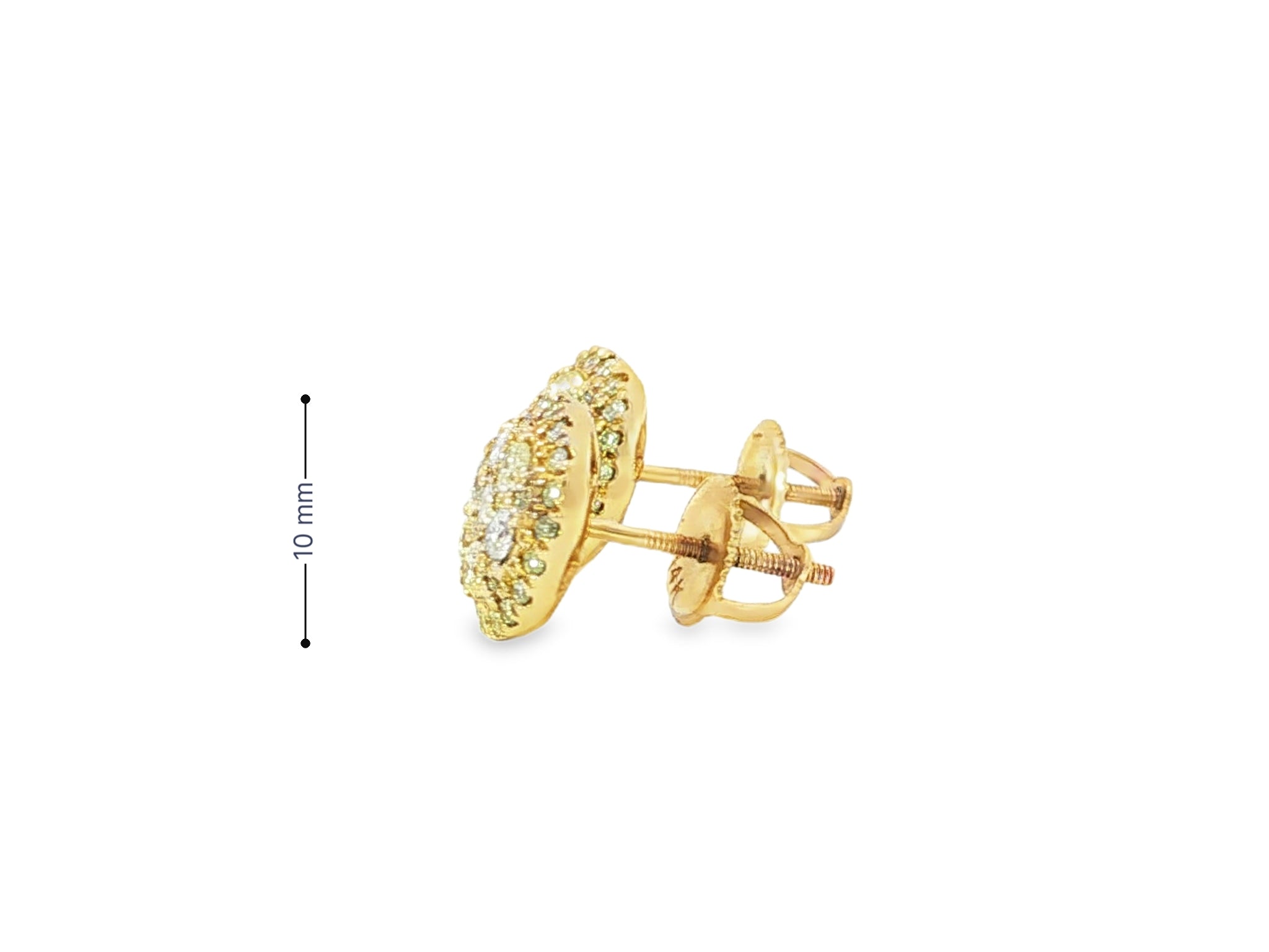 14k Gold Diamond Round Cluster Earrings with Halo Double Row Design 1.03ct - AVI THE JEWELER