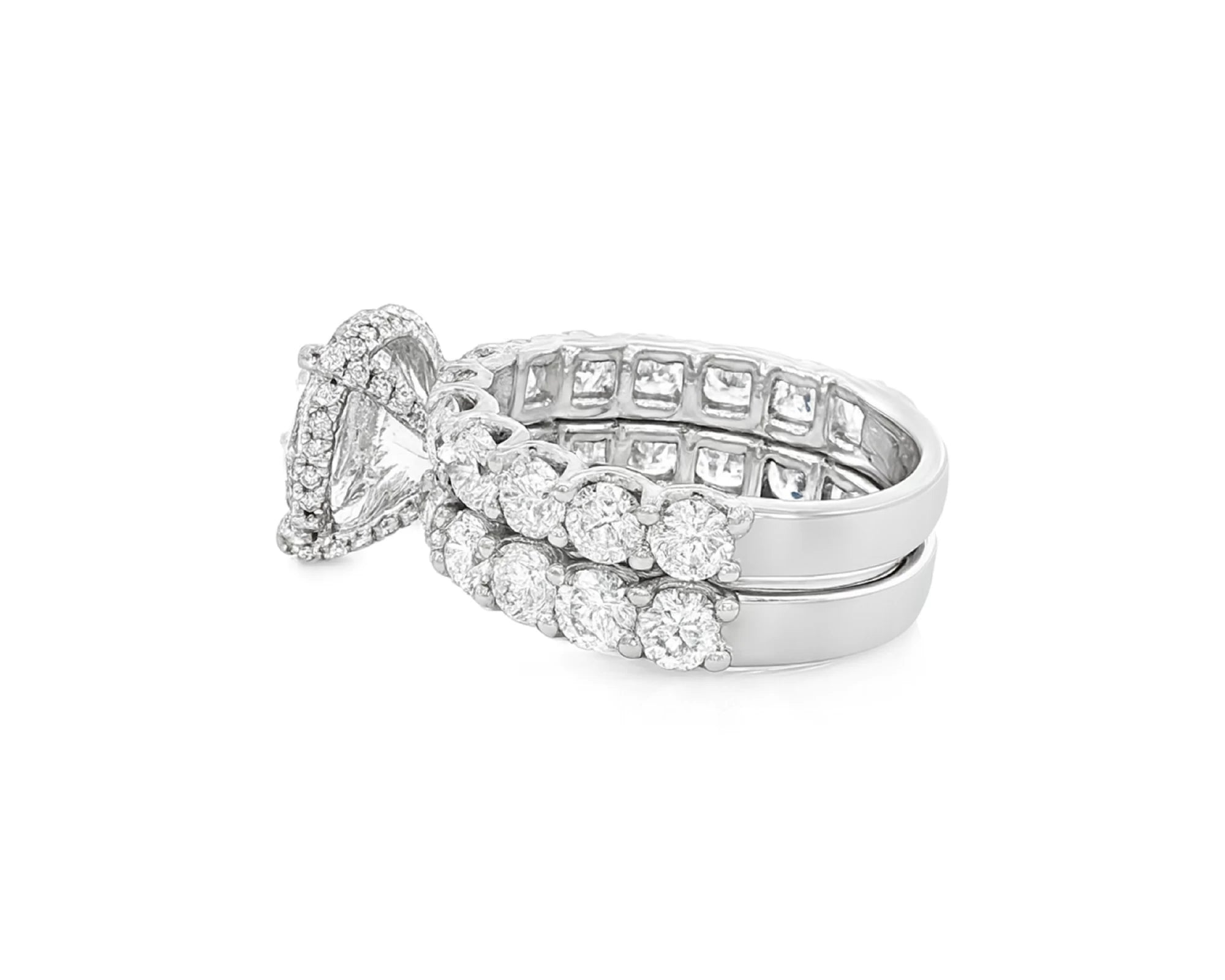 14k Gold Diamond Round Double Row Band Engagement Ring Set 7.53 CT – lifestyle 2162