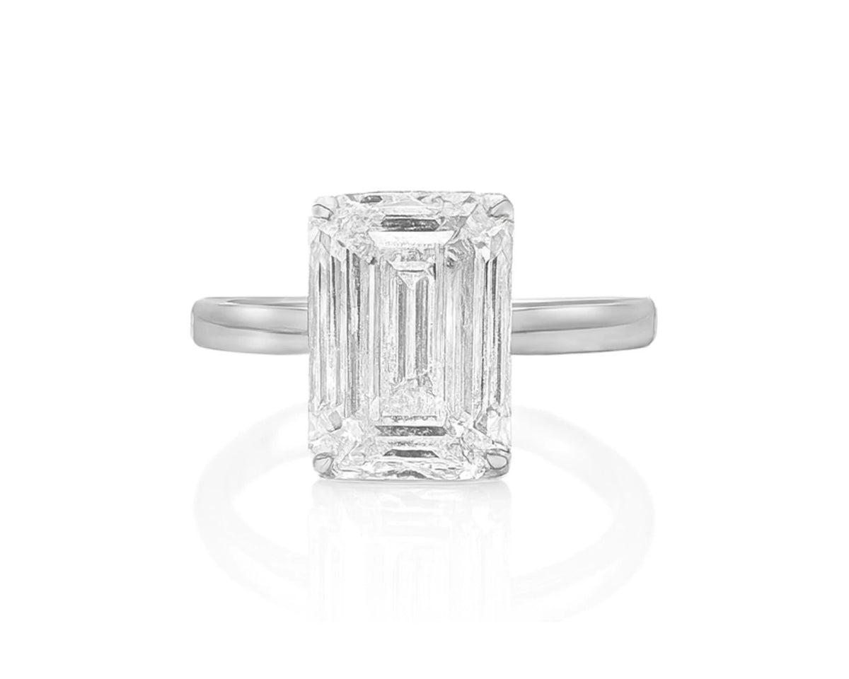 14k Gold Diamond Solitaire Ring with Emerald-Cut Center 5.08ct – lifestyle 2709