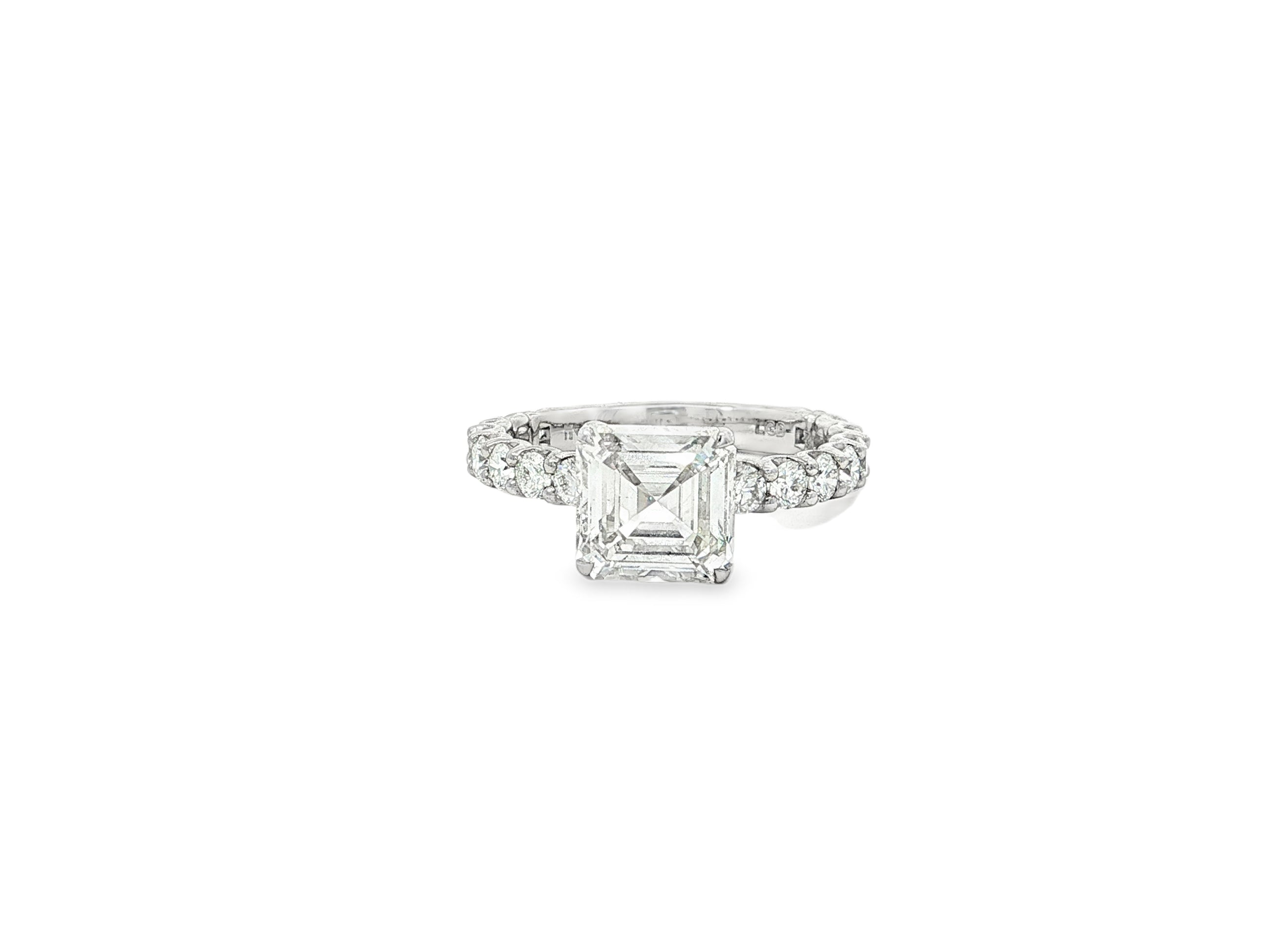 14k Gold Diamond Solitaire Ring with Emerald - Cut Center Stone 2.13ct - AVI THE JEWELER
