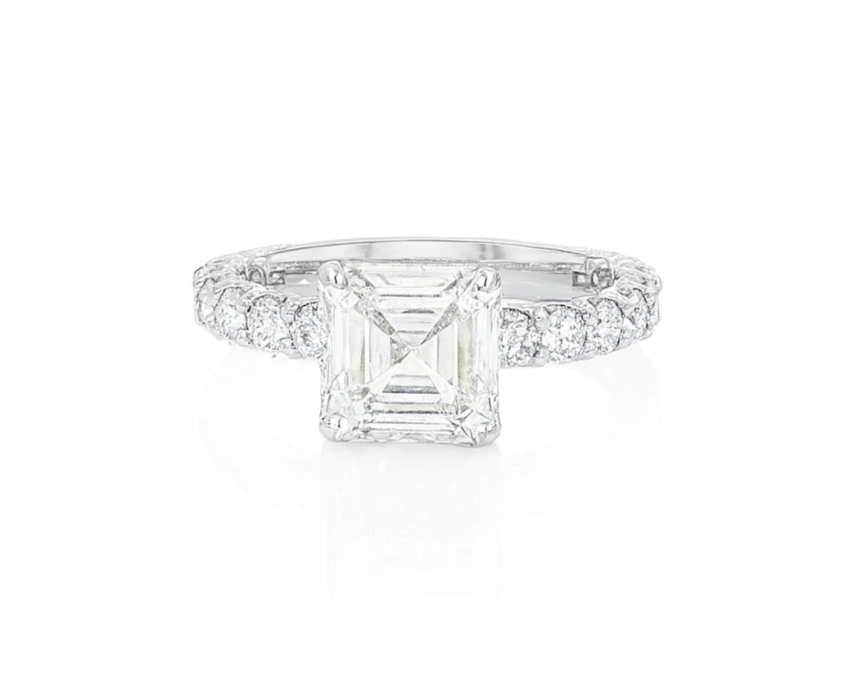 14k Gold Diamond Solitaire Ring with Emerald-Cut Center Stone 2.13ct – lifestyle 2696