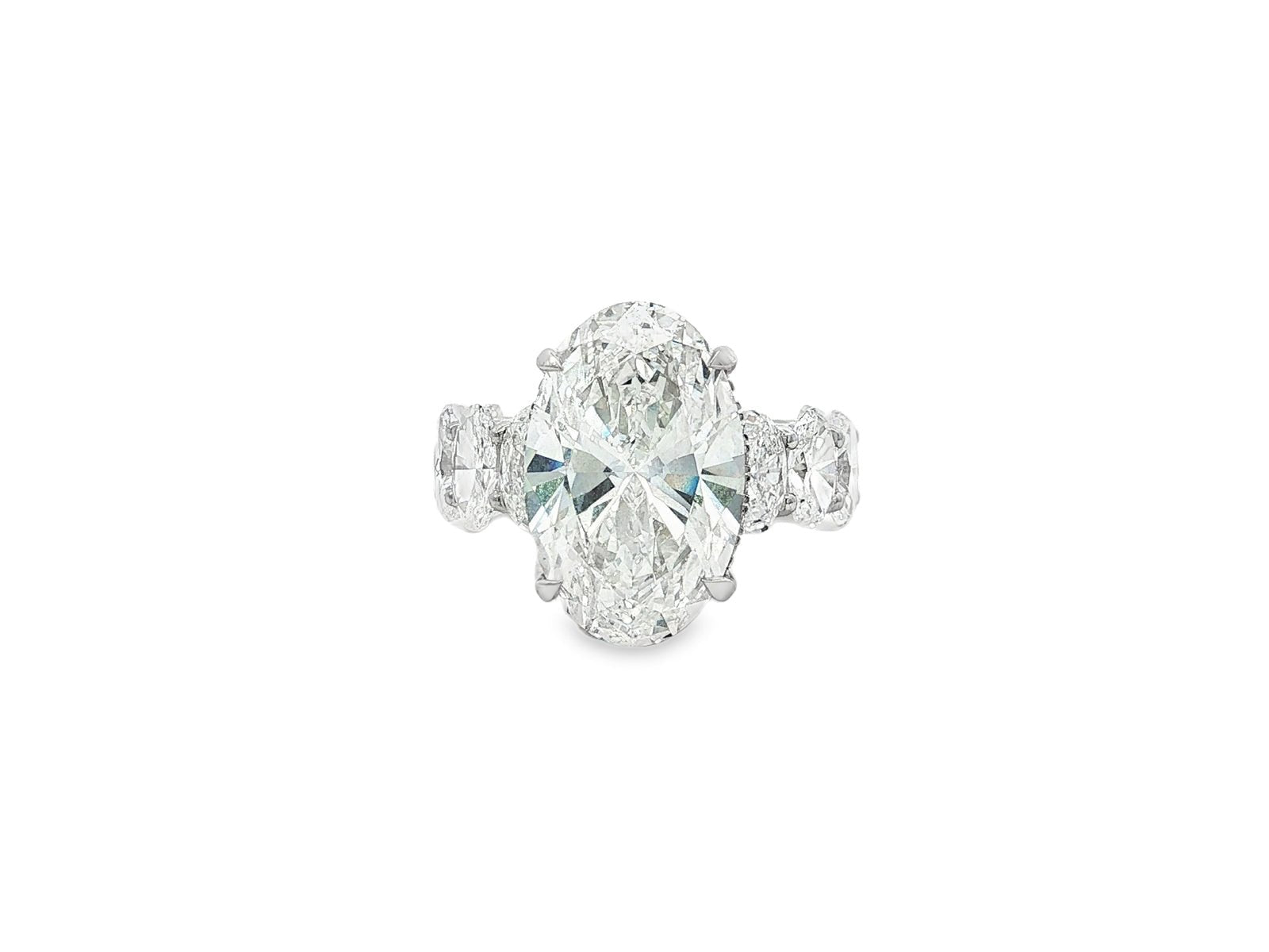 14k Gold Diamond Solitaire Ring with Oval - Cut Center Stone 12.24ct - AVI THE JEWELER