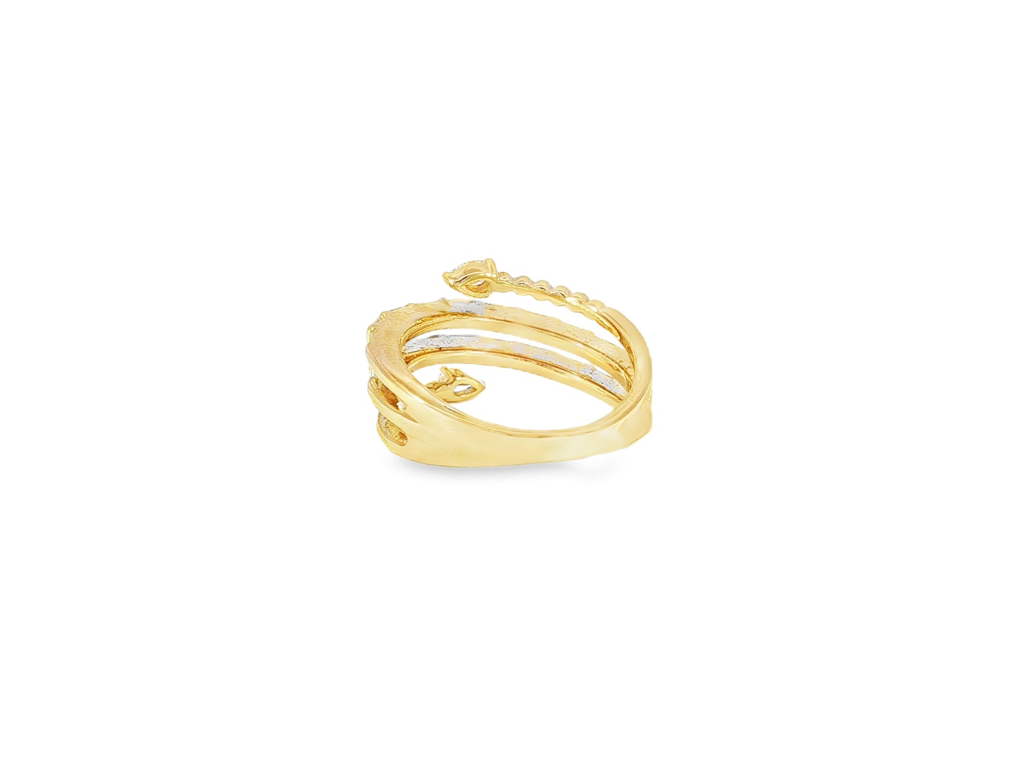 14k Gold Diamond Spiral Ring with Pear - Shape & Baguette 0.85ct - AVI THE JEWELER