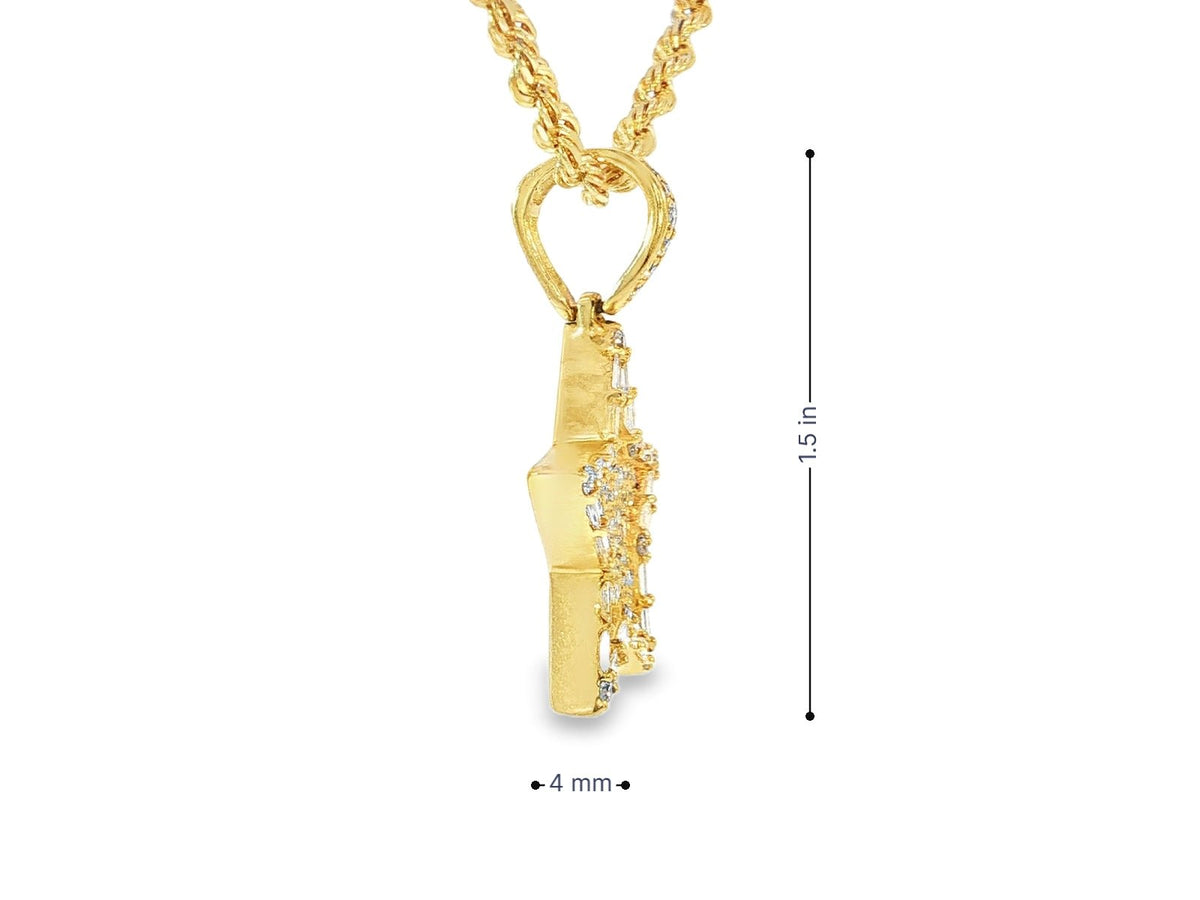 14k Gold Diamond Star Pendant with Round & Baguette Accents 1.75ct - AVI THE JEWELER