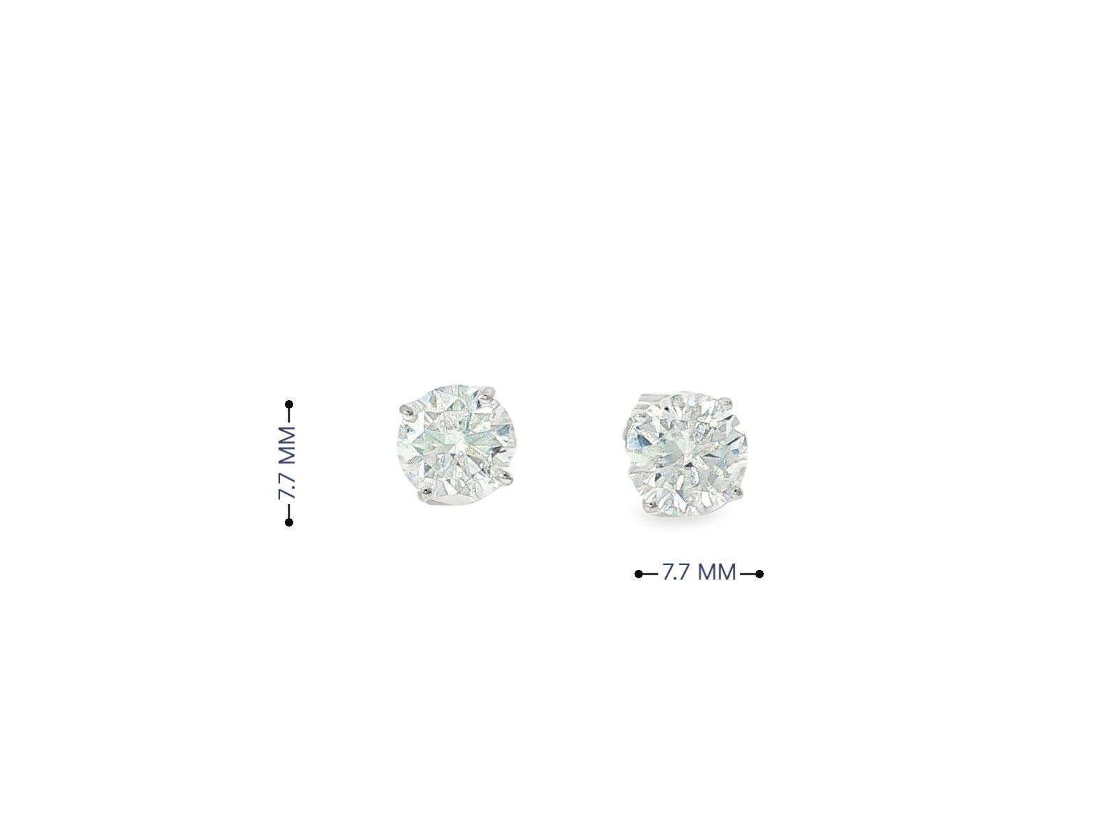 14k Gold Diamond Stud Earrings with Classic 4 - Prong Design 3.09ct - AVI THE JEWELER