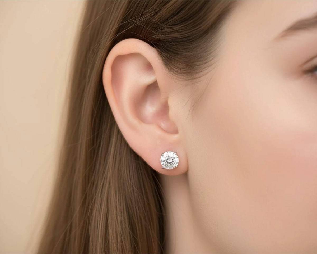 14k Gold Diamond Stud Earrings with Classic 4-Prong Design 3.09ct – view 2