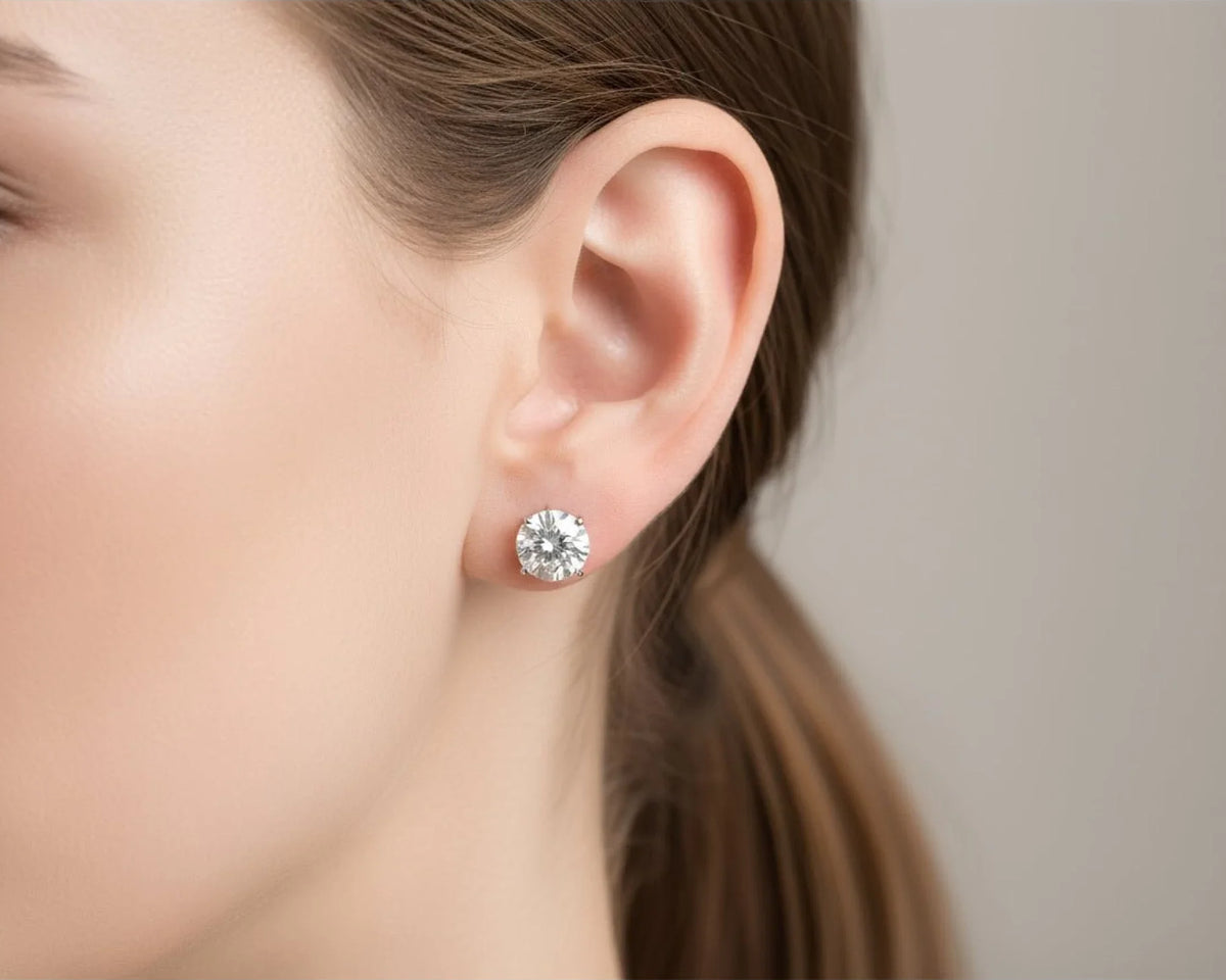 14k Gold Diamond Stud Earrings with Classic 4-Prong Design 4.32ct – view 2