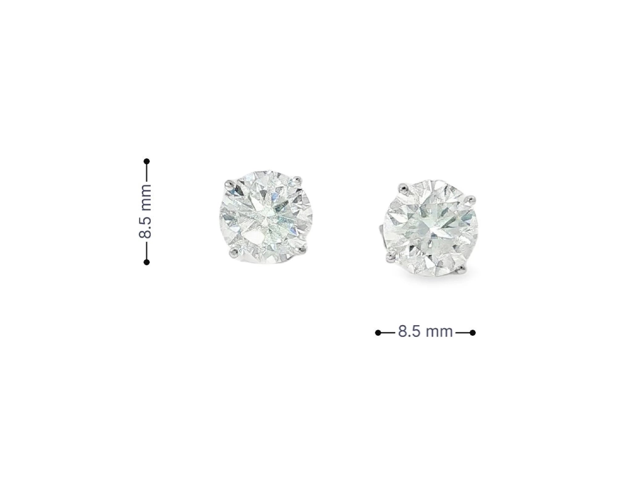 14k Gold Diamond Stud Earrings with Classic 4-Prong Design 4.32ct – view 5