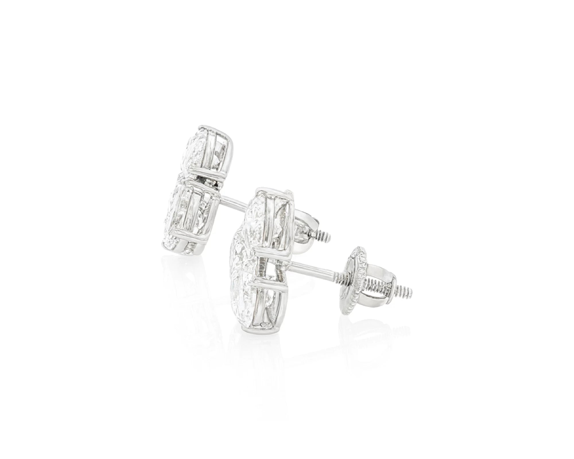 14k Gold Diamond Stud Earrings with Pear & Round-Cut Cluster Design 2.55ct – lifestyle 3302