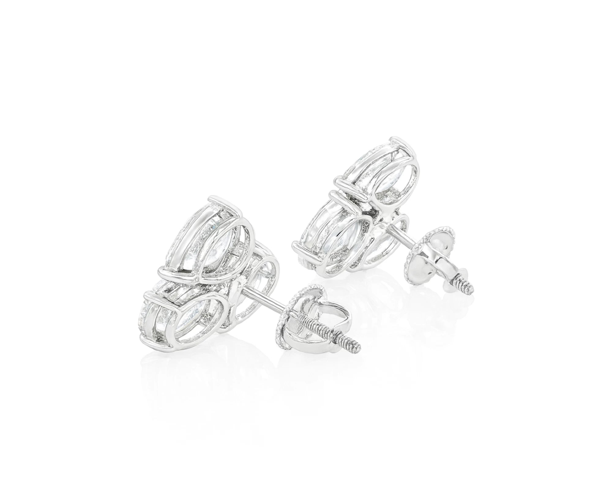 14k Gold Diamond Stud Earrings with Pear & Round-Cut Cluster Design 2.55ct – lifestyle 3304
