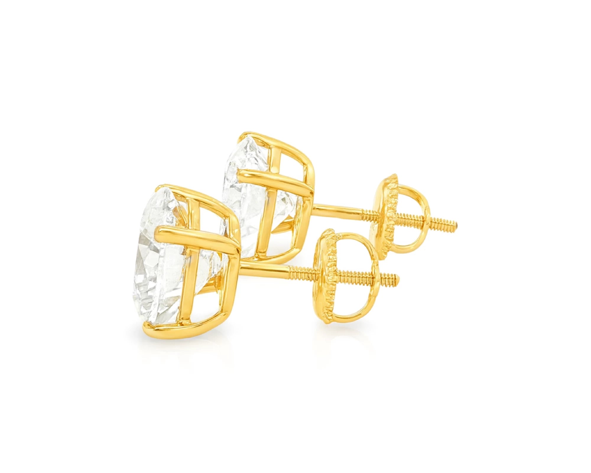 14k Gold Diamond Stud Earrings with Round-Cut Solitaire Design 2.96CT – lifestyle 3342
