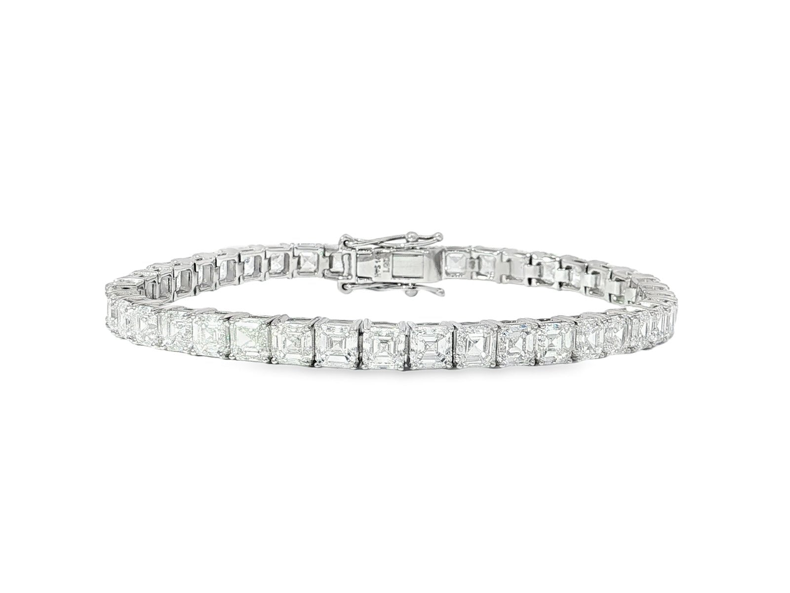 14k Gold Diamond Tennis Bracelet with Asscher - Cut Design 16.65ct - AVI THE JEWELER