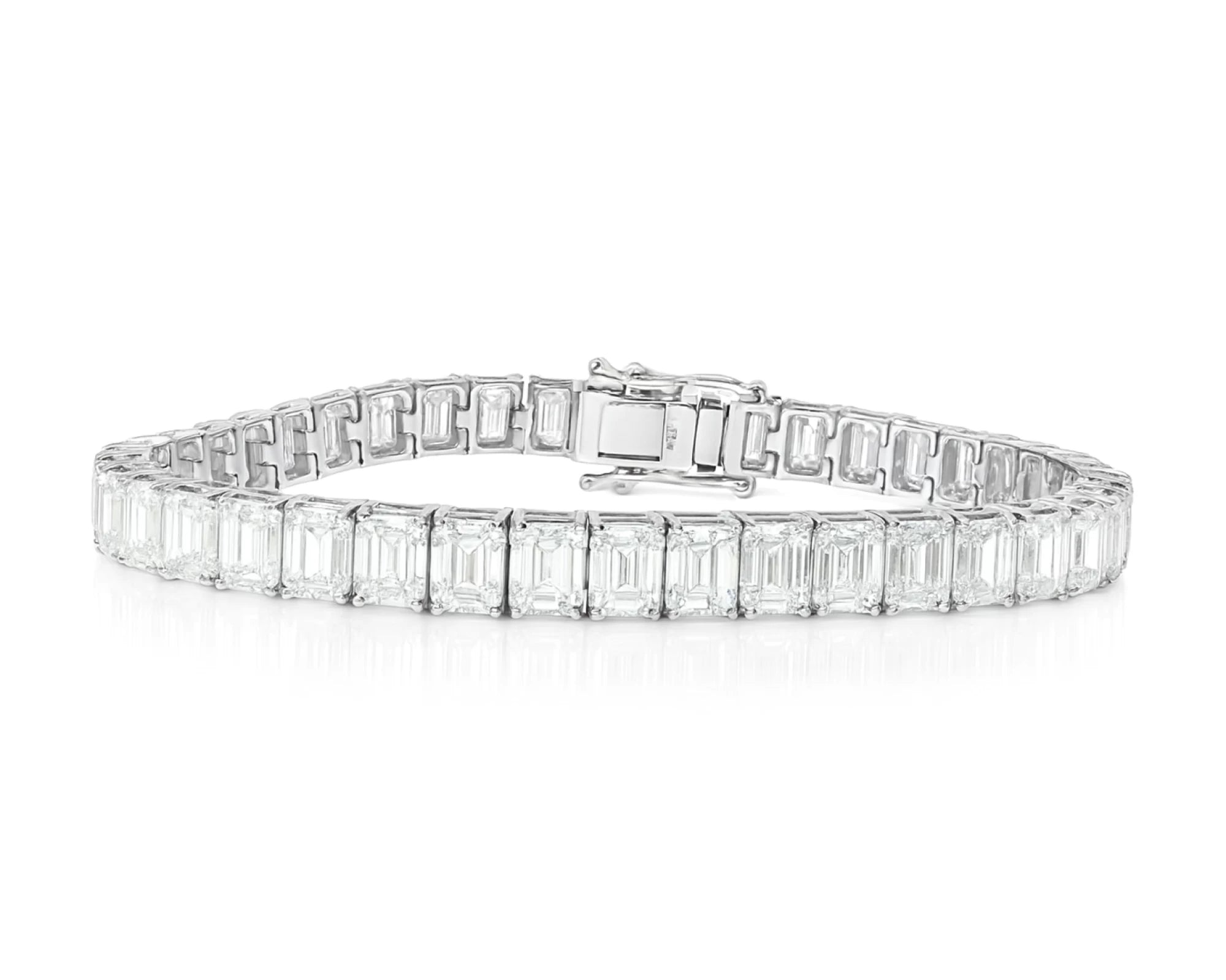 14k Gold Diamond Tennis Bracelet with Emerald-Cut Design 23.32ct – lifestyle 4356