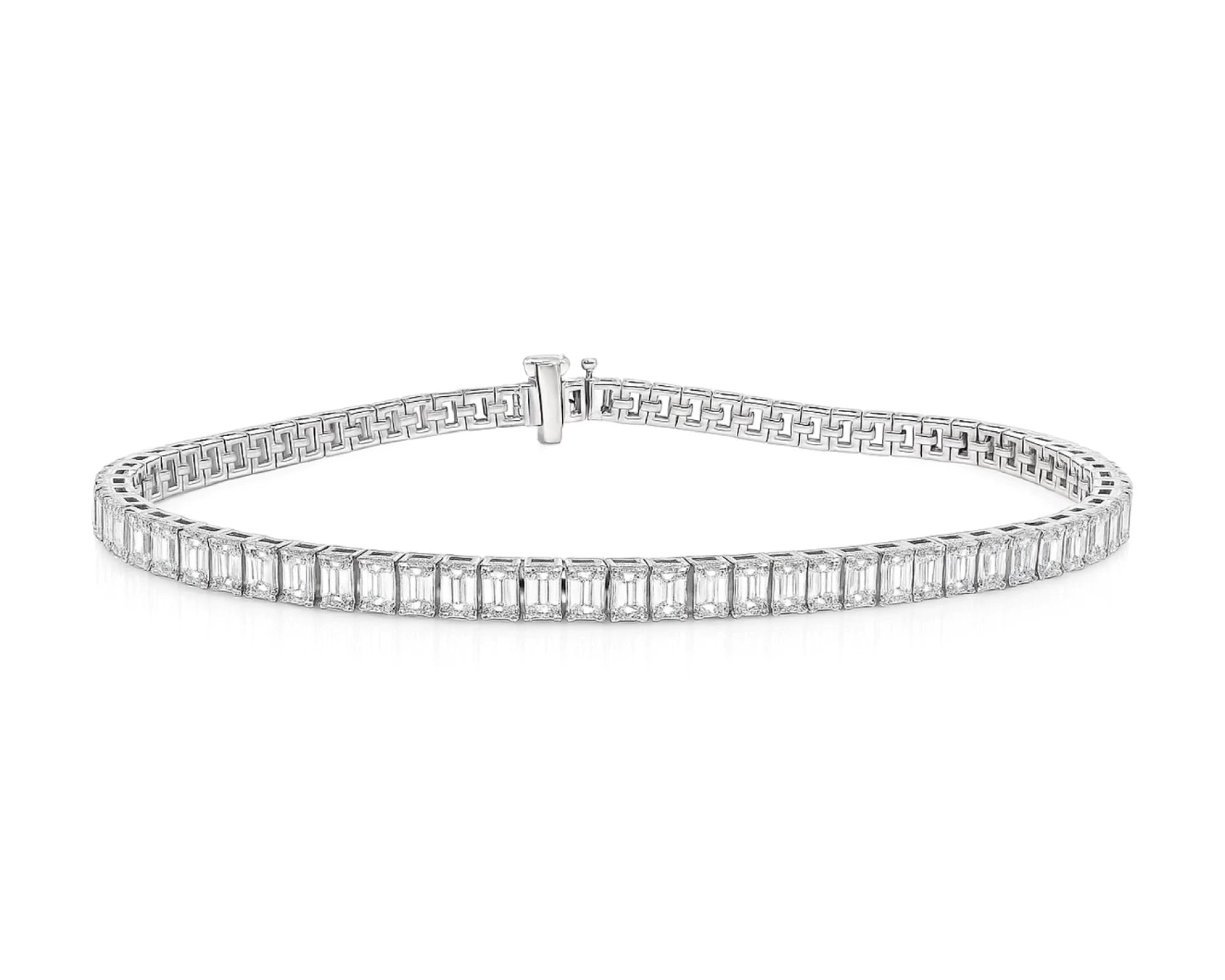 14K Gold Diamond Tennis Bracelet with Emerald-Cut Design 6.04ct – lifestyle 4190