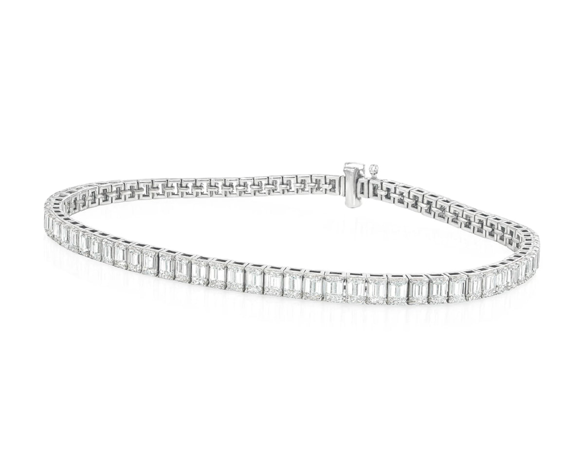 14K Gold Diamond Tennis Bracelet with Emerald-Cut Design 6.04ct – lifestyle 4191