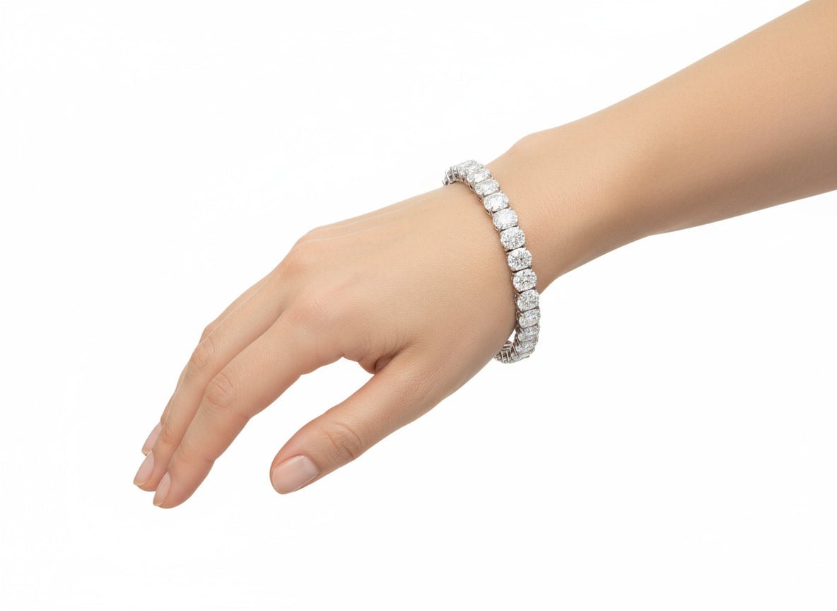 14k Gold Diamond Tennis Bracelet with Oval - Cut Design 17.83ct - AVI THE JEWELER