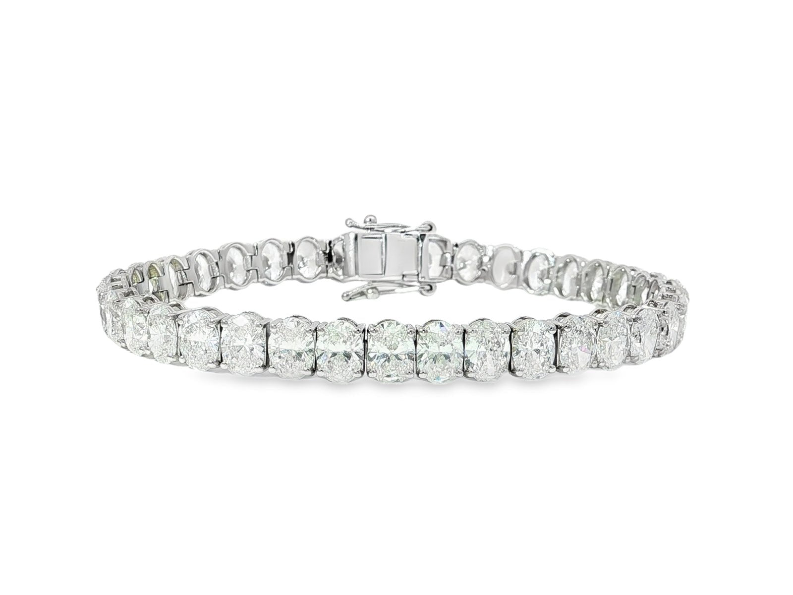 14k Gold Diamond Tennis Bracelet with Oval - Cut Design 17.83ct - AVI THE JEWELER