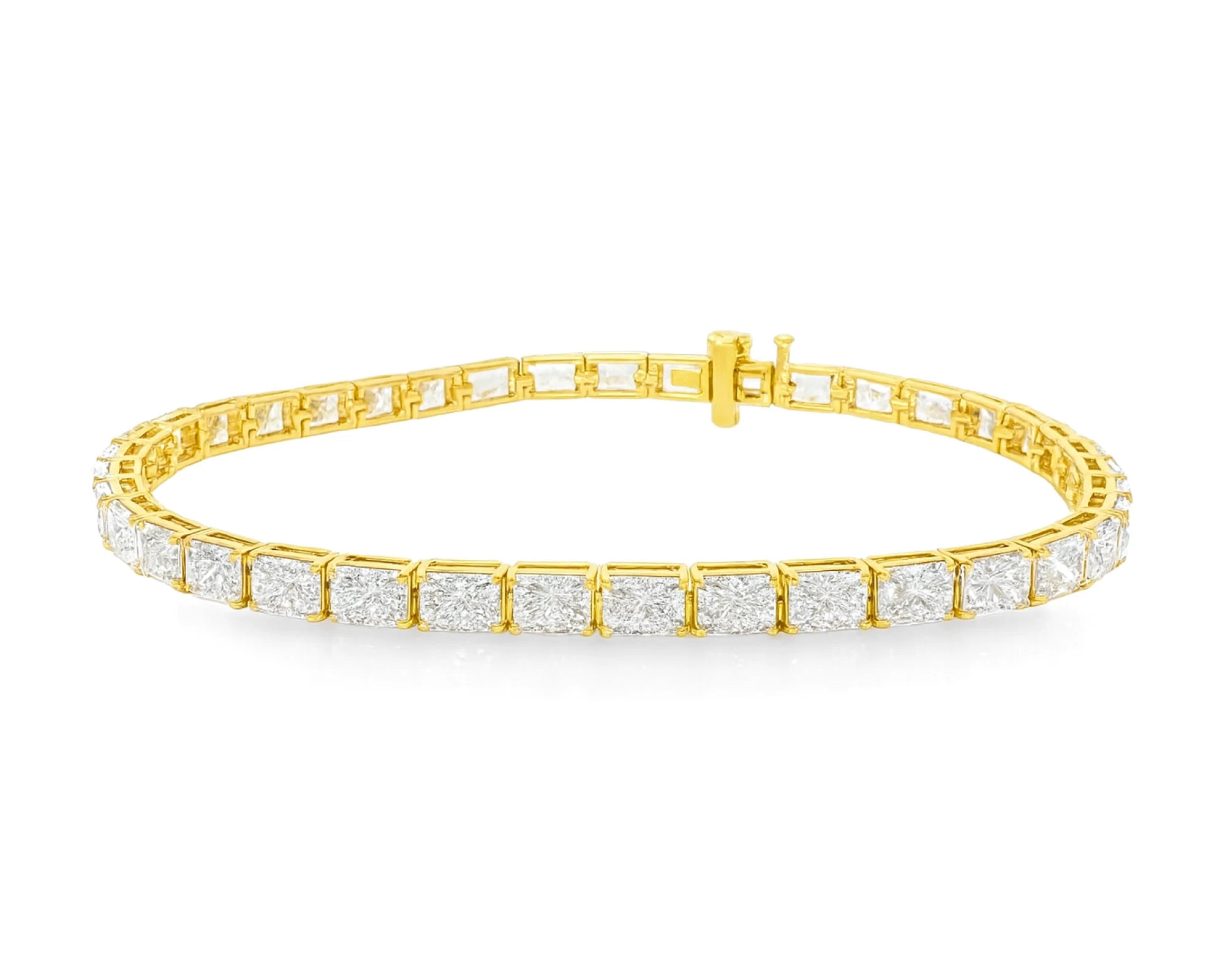 14k Gold Diamond Tennis Bracelet with Square Link Design 9.47ct – lifestyle 4732