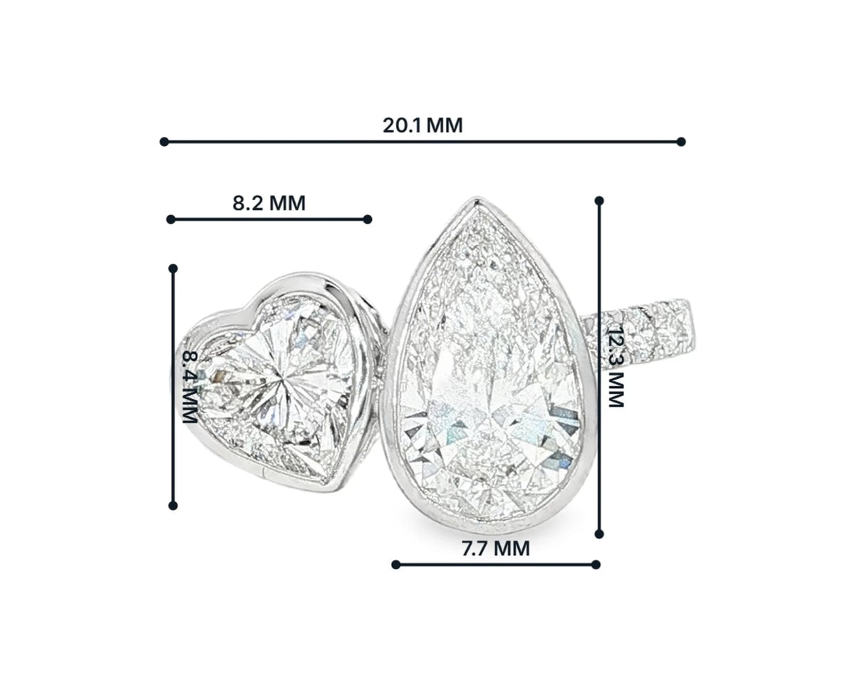 14k Gold Diamond Toi et Moi Ring with Pear & Heart-Shaped Design 3.50 CT – lifestyle 3047