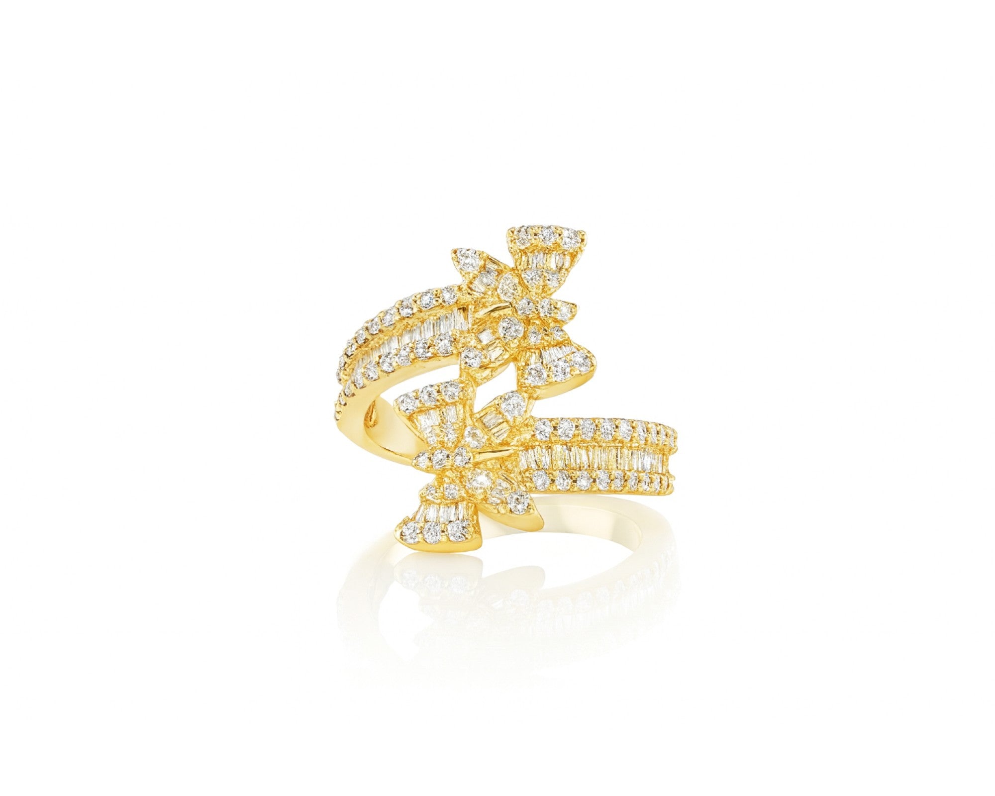 14k Gold Double-Butterfly Wrap Ring with Round & Baguette Diamonds 1.00ct – lifestyle 485