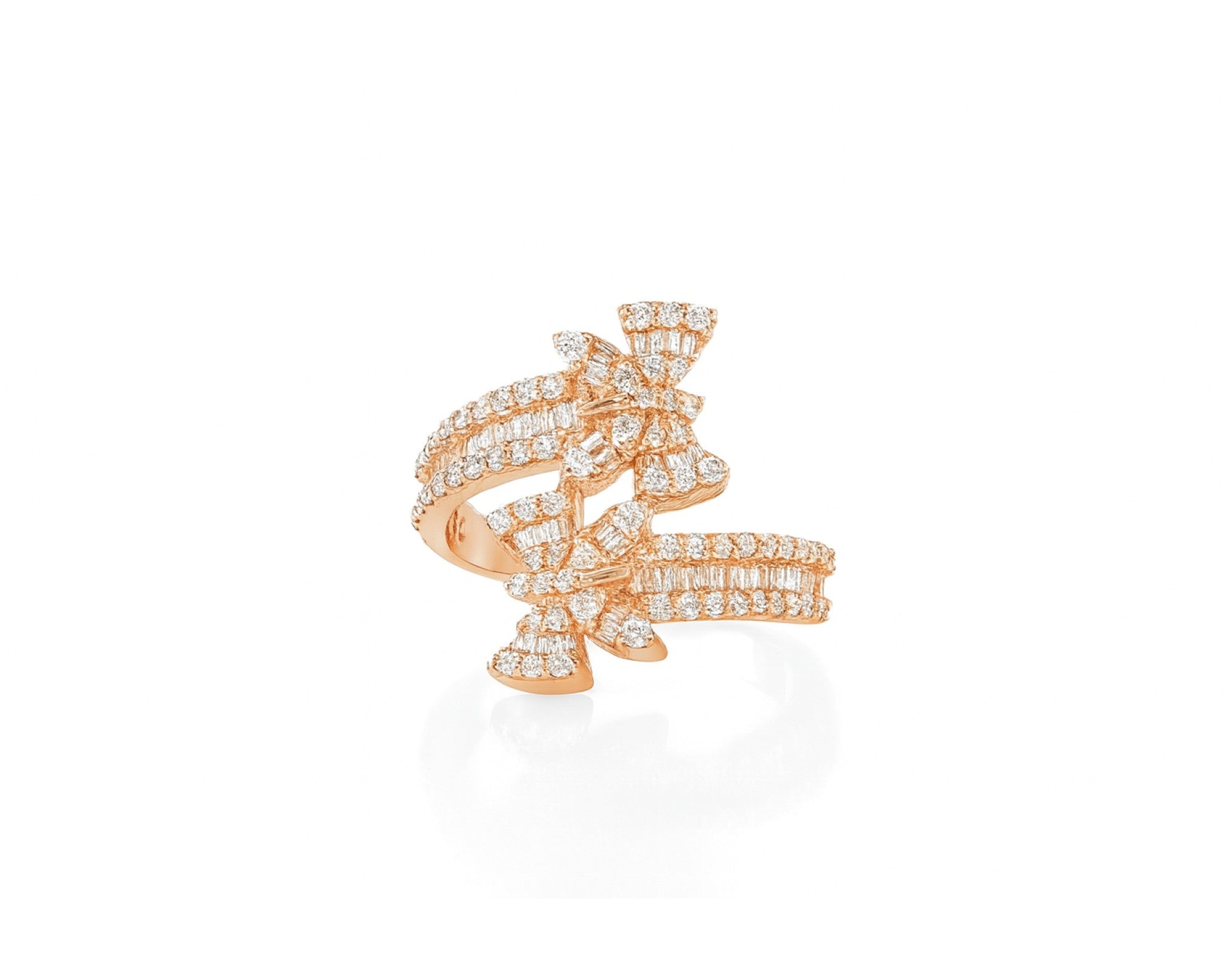 14k Gold Double-Butterfly Wrap Ring with Round & Baguette Diamonds 1.00ct – lifestyle 488