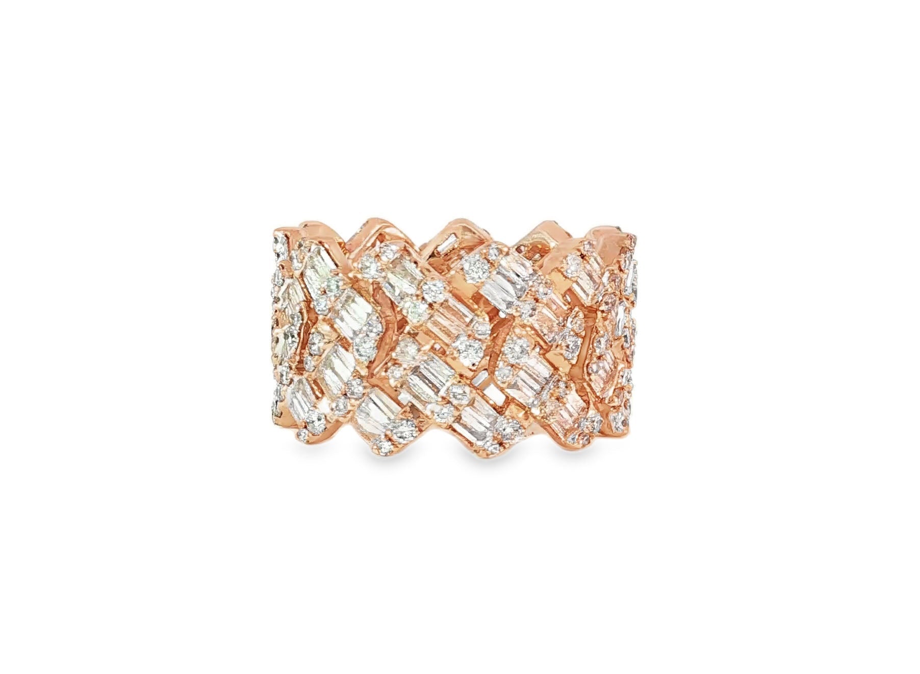 14k Gold Full Eternity Cuban Link with Baguette and Round Diamonds 3.75ct - AVI THE JEWELER