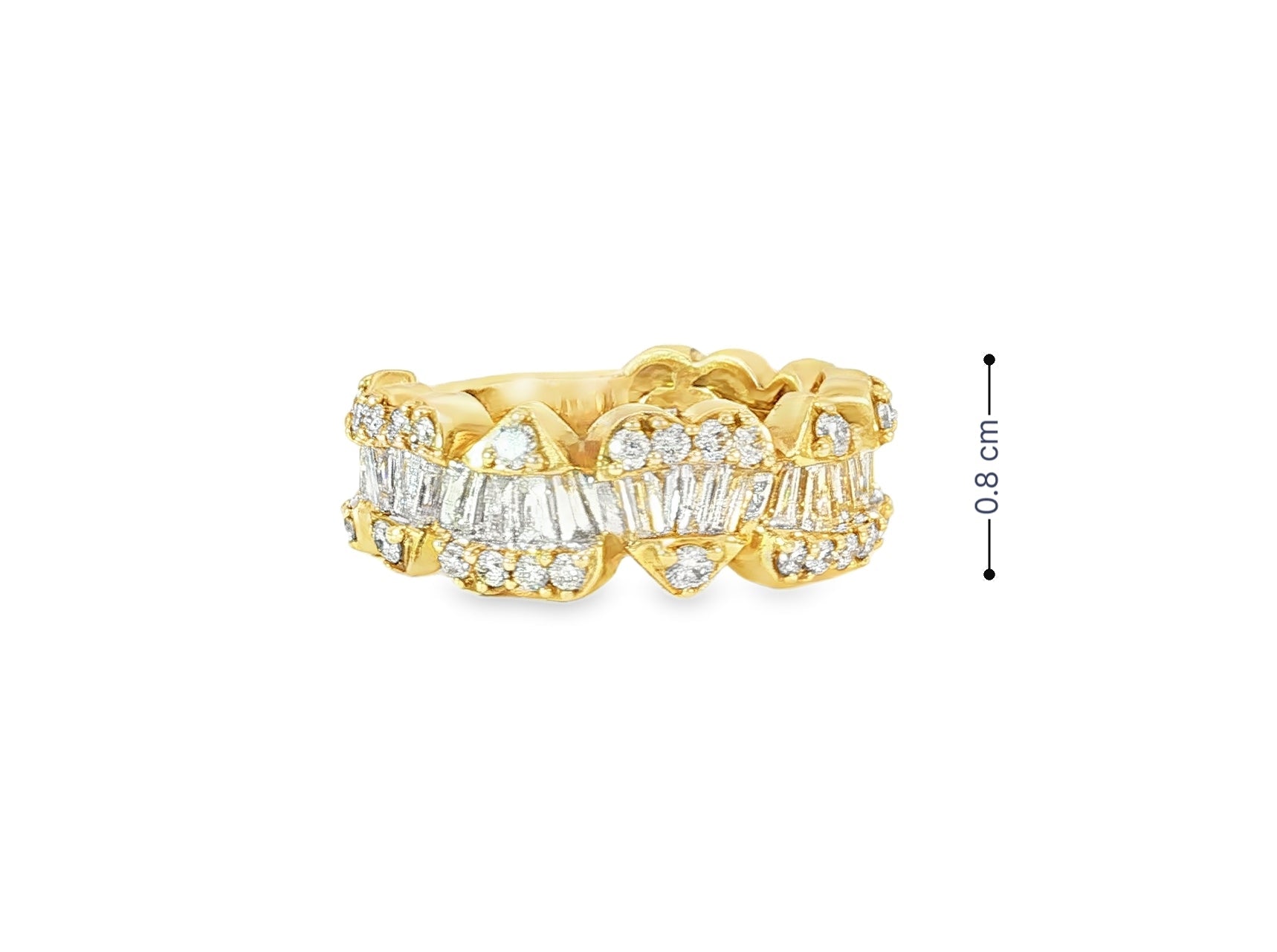 14k Gold Heart - Motif Band with Baguette & Round Diamonds 2.25ct - AVI THE JEWELER