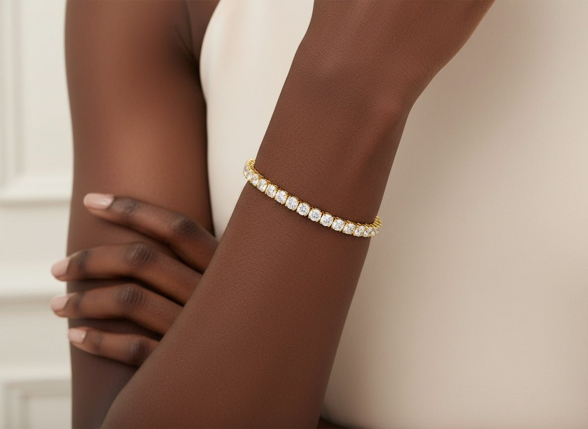 14k Gold Lab Grown Diamond Bracelet with Classic Round - Cut Design 7.22ct - AVI THE JEWELER