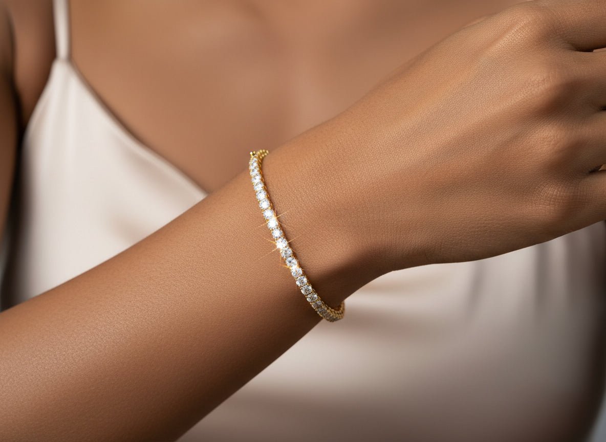 14k Gold Lab - Grown Diamond Bracelet with Classic Round - Cut Tennis Design 3.51ct - AVI THE JEWELER