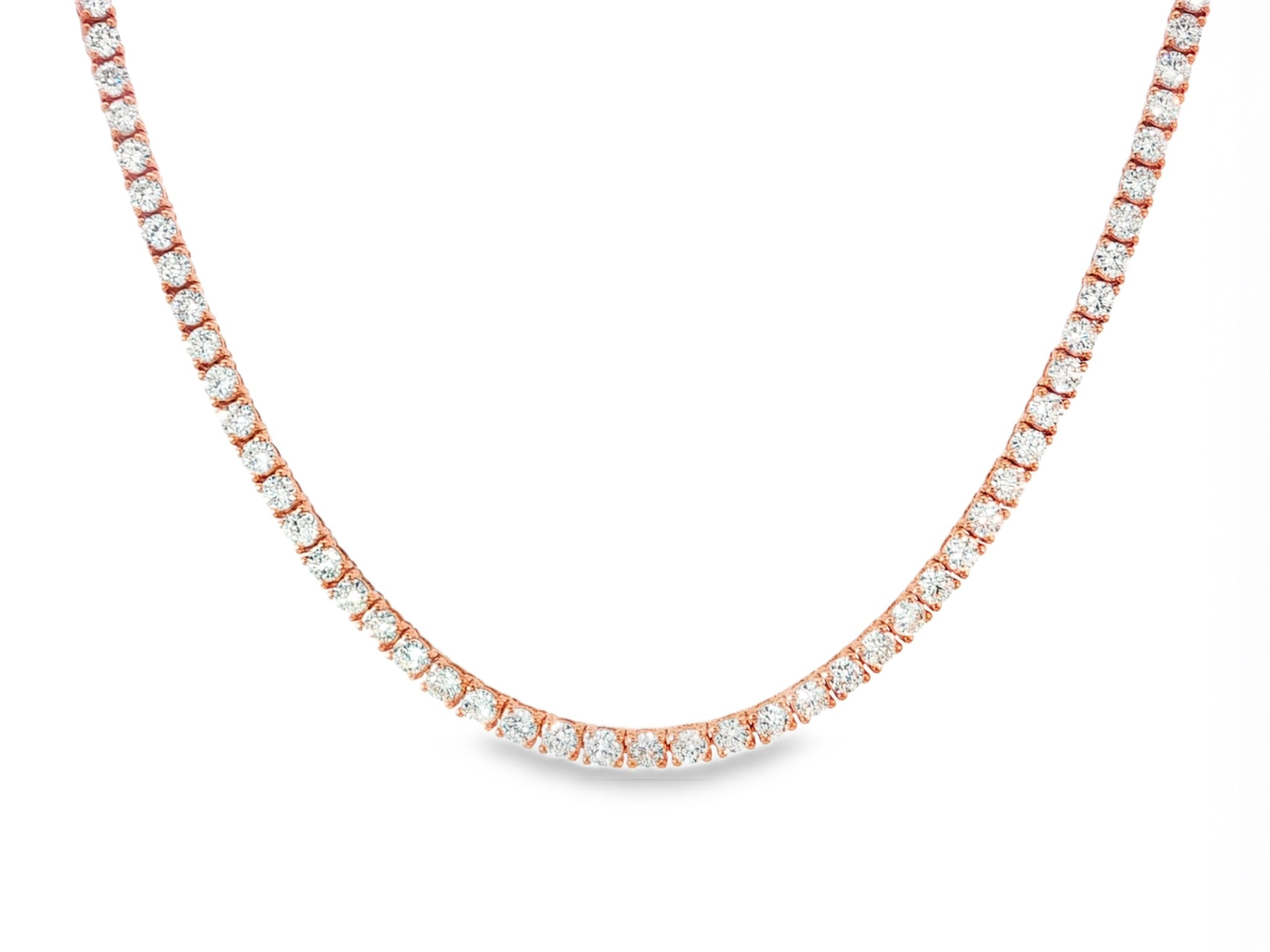 14k Gold Lab Grown Diamond Necklace with Classic Round - Cut Tennis Design 10.43ct - AVI THE JEWELER