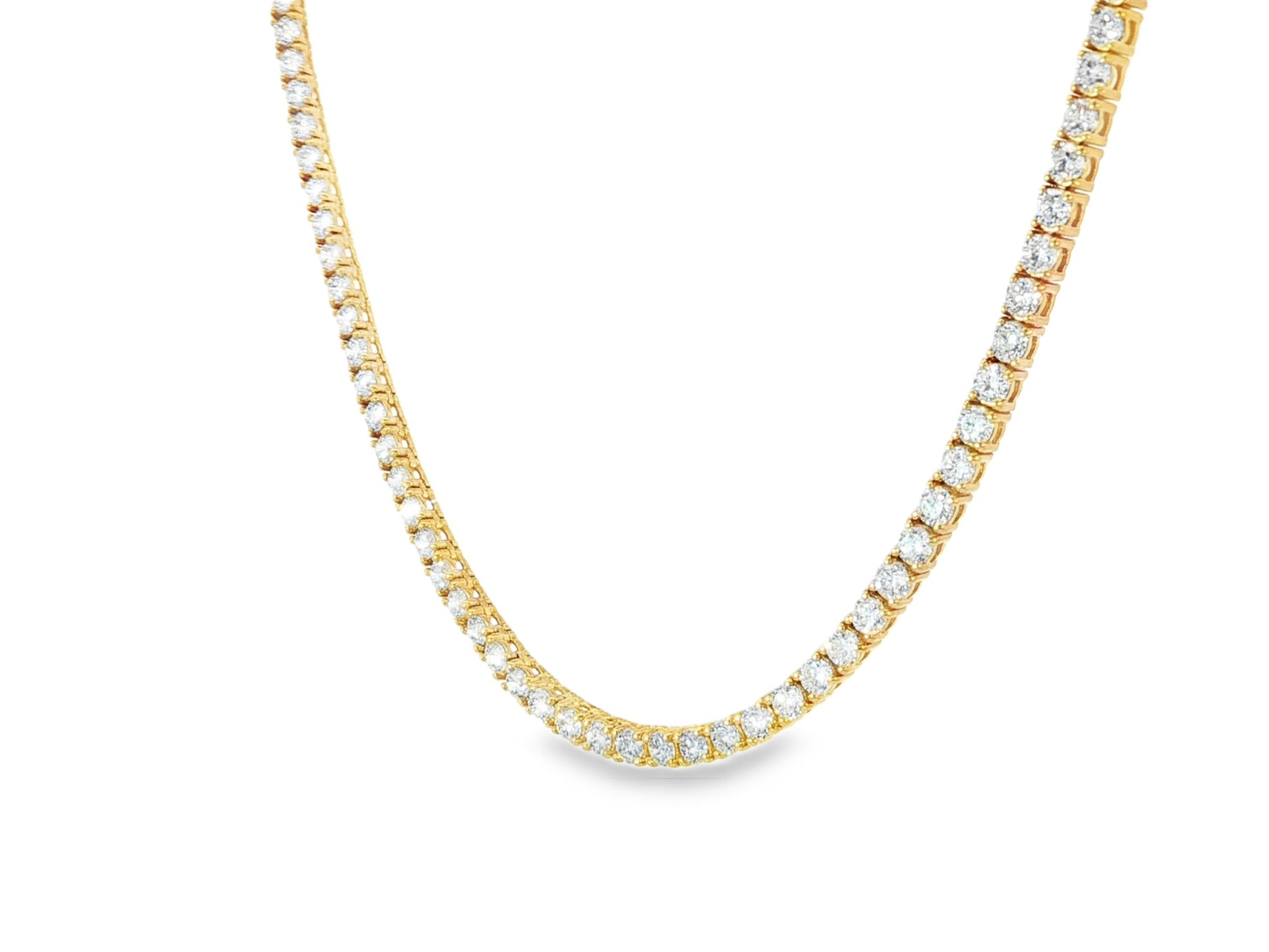14k Gold Lab Grown Diamond Necklace with Classic Round - Cut Tennis Design 10.43ct - AVI THE JEWELER
