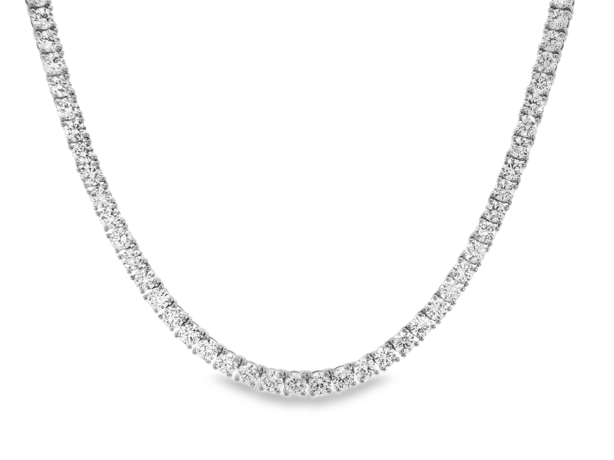 14k Gold Lab - Grown Diamond Necklace with Classic Round - Cut Tennis Design 14.09ct - AVI THE JEWELER