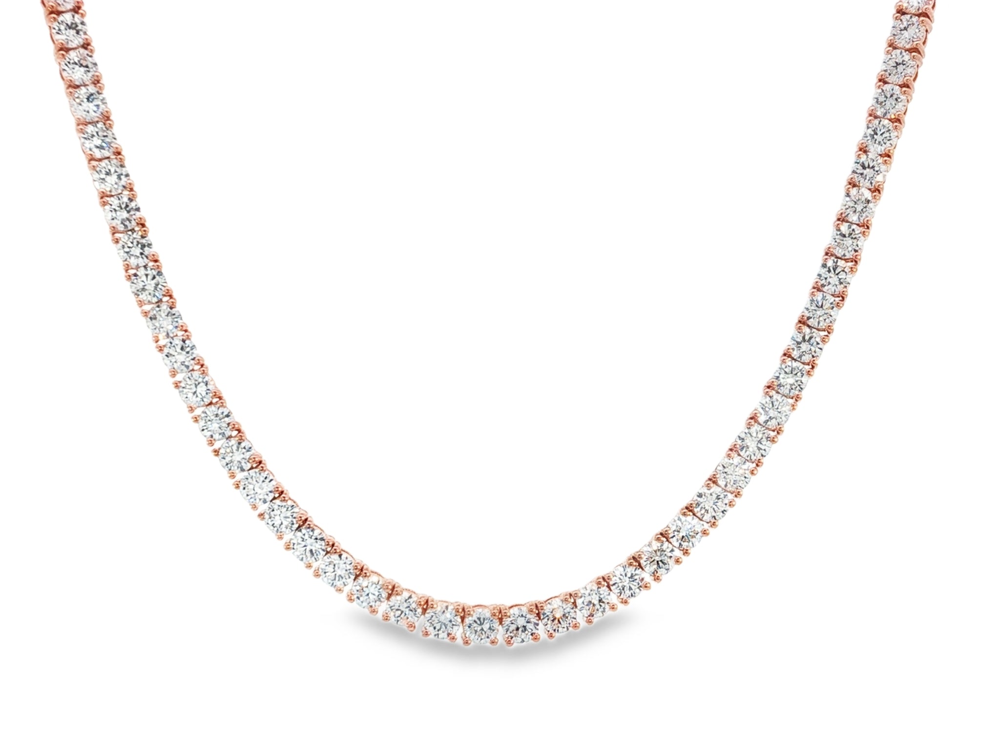 14k Gold Lab - Grown Diamond Necklace with Classic Round - Cut Tennis Design 14.09ct - AVI THE JEWELER