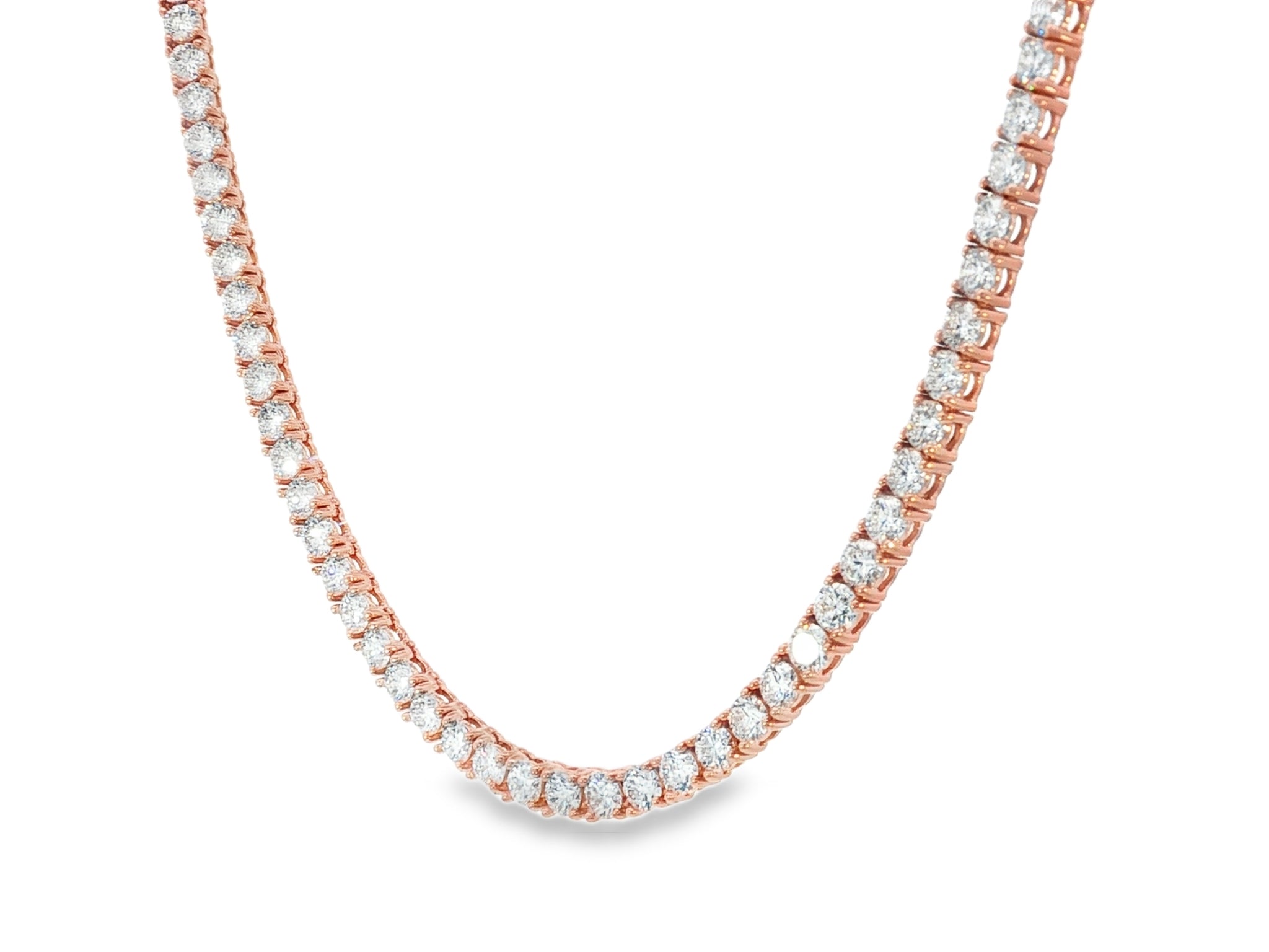 14k Gold Lab - Grown Diamond Necklace with Classic Round - Cut Tennis Design 14.09ct - AVI THE JEWELER