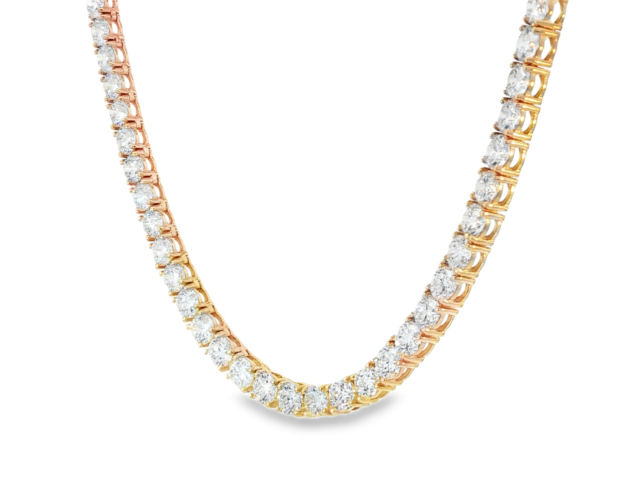 14k Gold Lab - Grown Diamond Necklace with Classic Round - Cut Tennis Design 35ct - AVI THE JEWELER