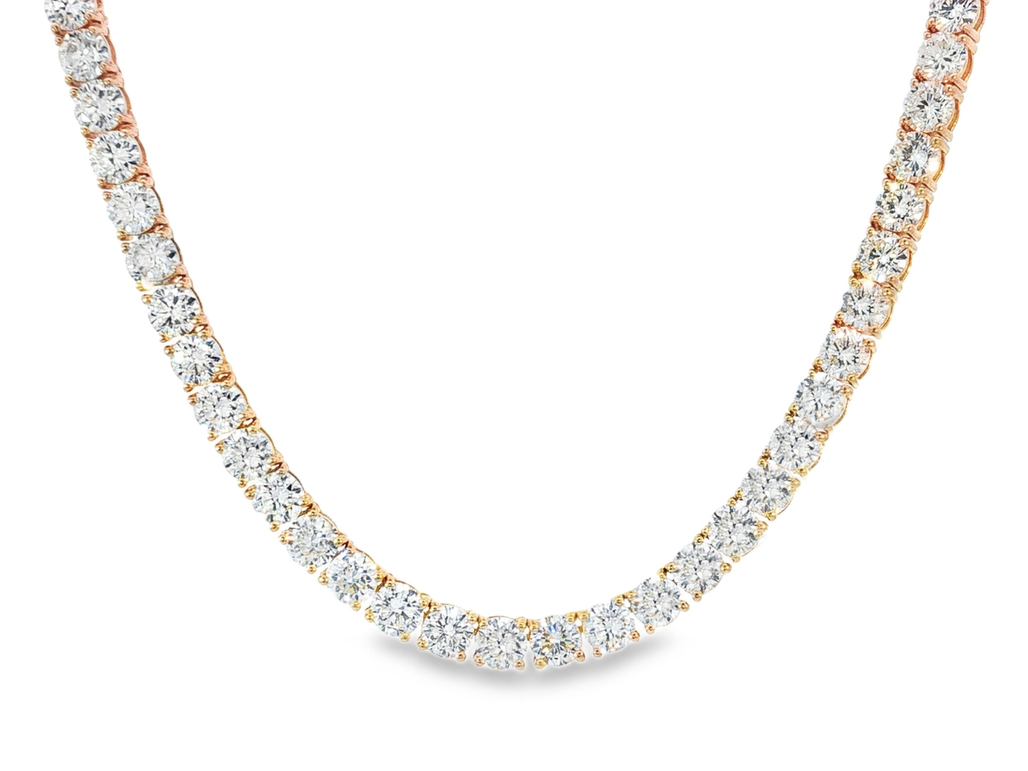 14k Gold Lab - Grown Diamond Necklace with Classic Round - Cut Tennis Design 35ct - AVI THE JEWELER