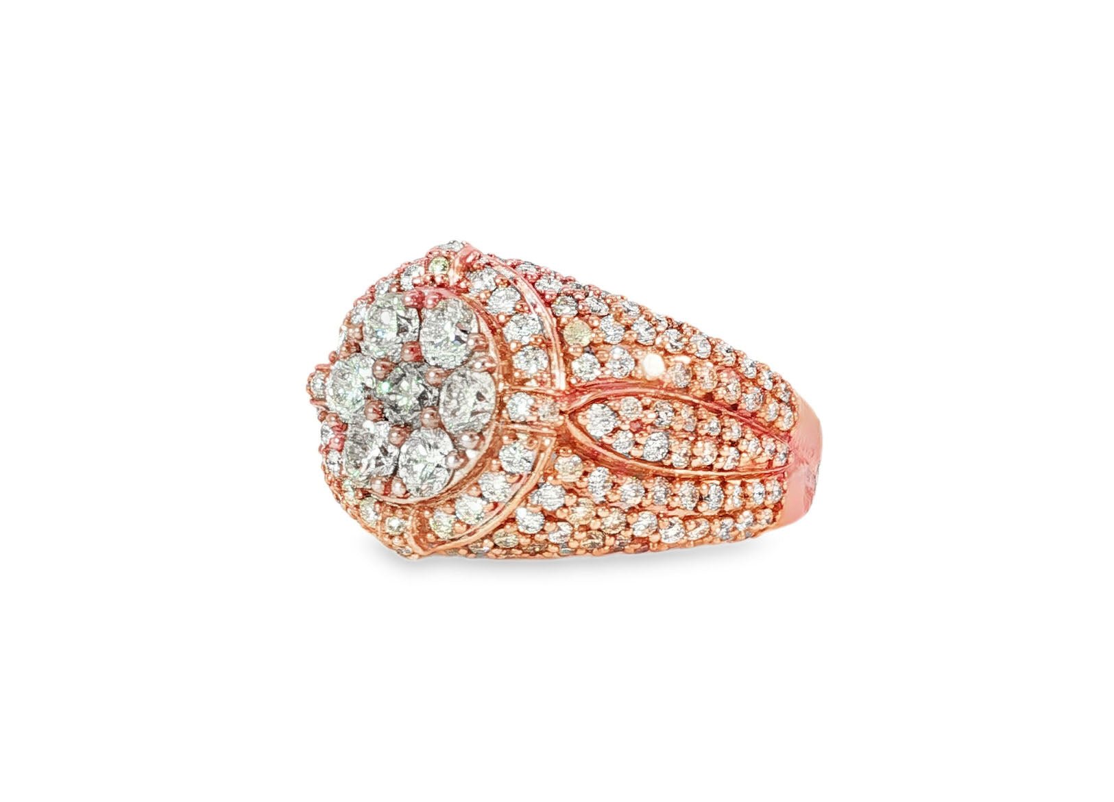 14K Gold Large 3D Cluster Round Diamond Ring 3.77ct - AVI THE JEWELER