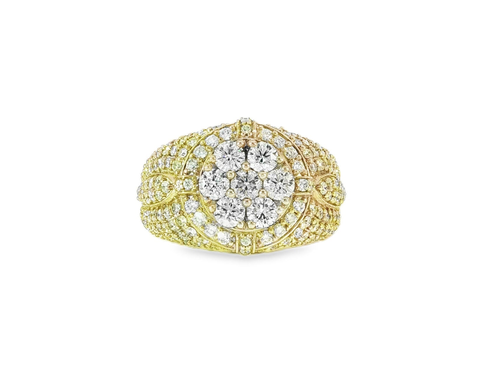 14K Gold Large 3D Cluster Round Diamond Ring 3.77ct - AVI THE JEWELER